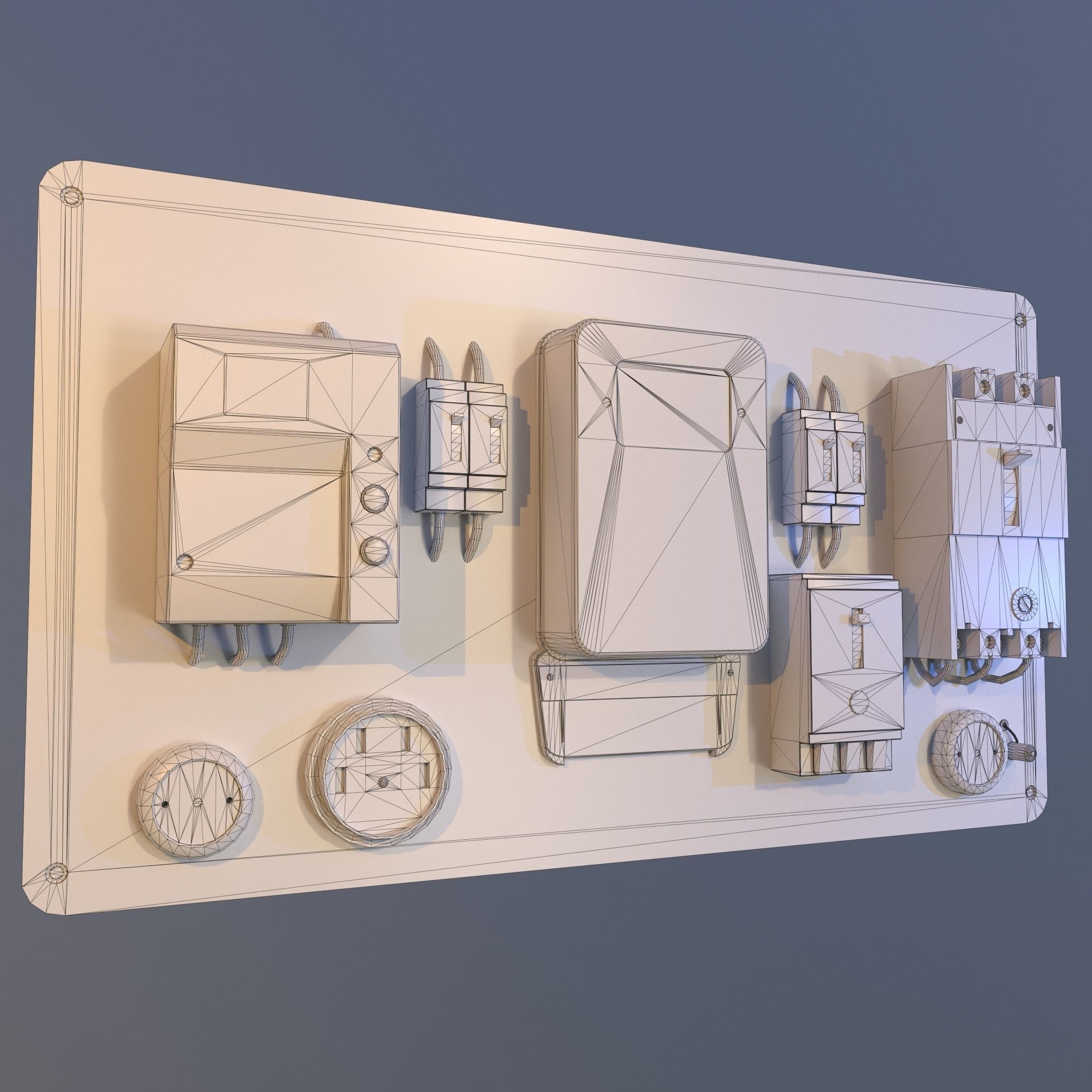 Soviet Electrical Panel with Electricity Meter np1 Low-poly 3D model_13
