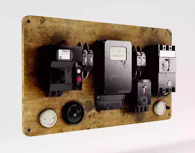 Soviet Electrical Panel with Electricity Meter np1 Low-poly 3D model