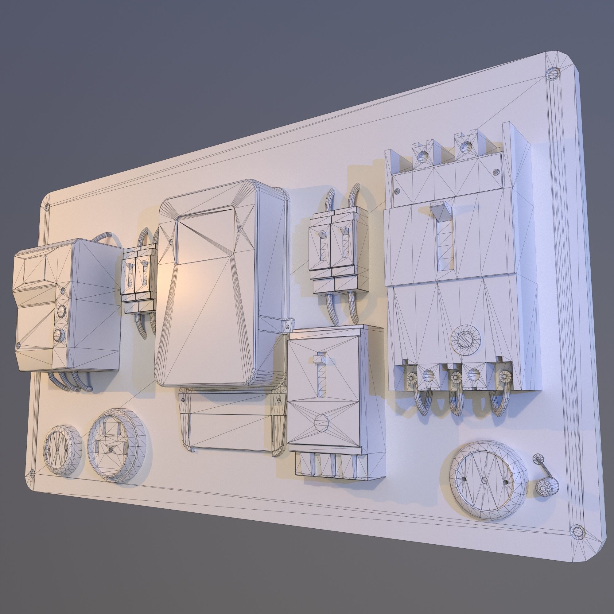 Soviet Electrical Panel with Electricity Meter np1 Low-poly 3D model_4