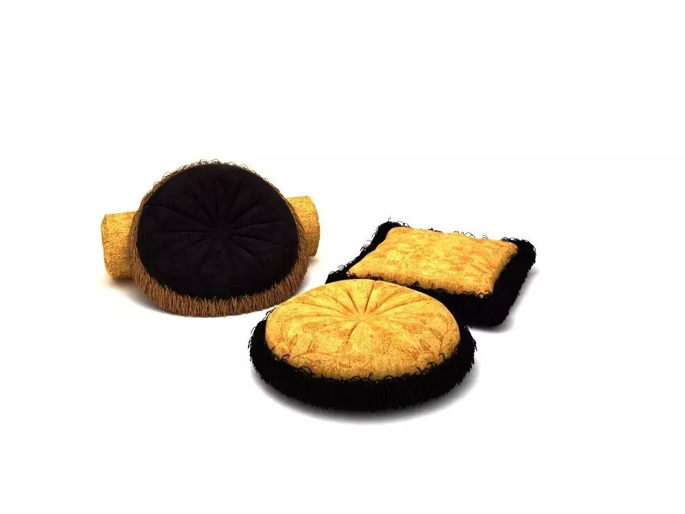 cushions gold and cushion set 3D model_0