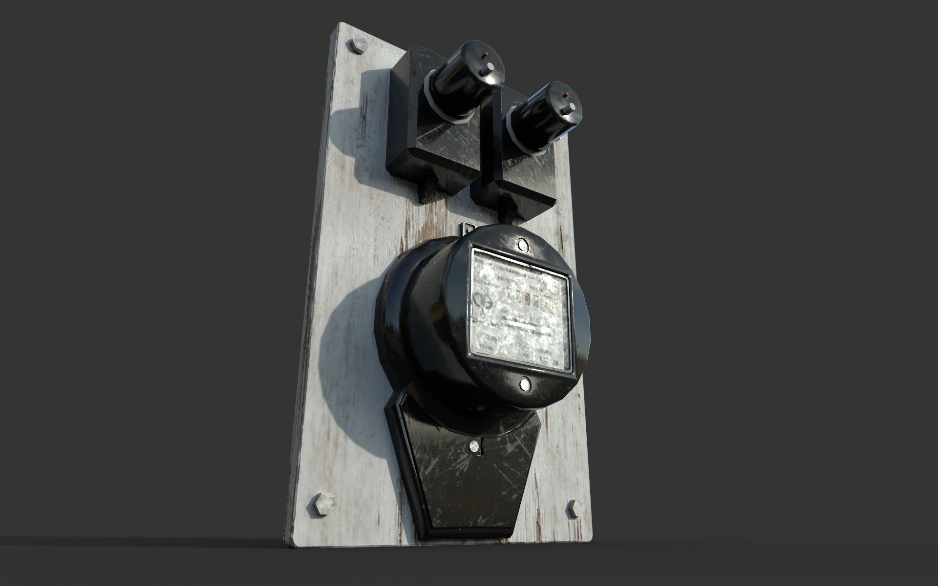 Vintage Russian Electrical Panel with Electricity Meter np1 Low-poly 3D model_6