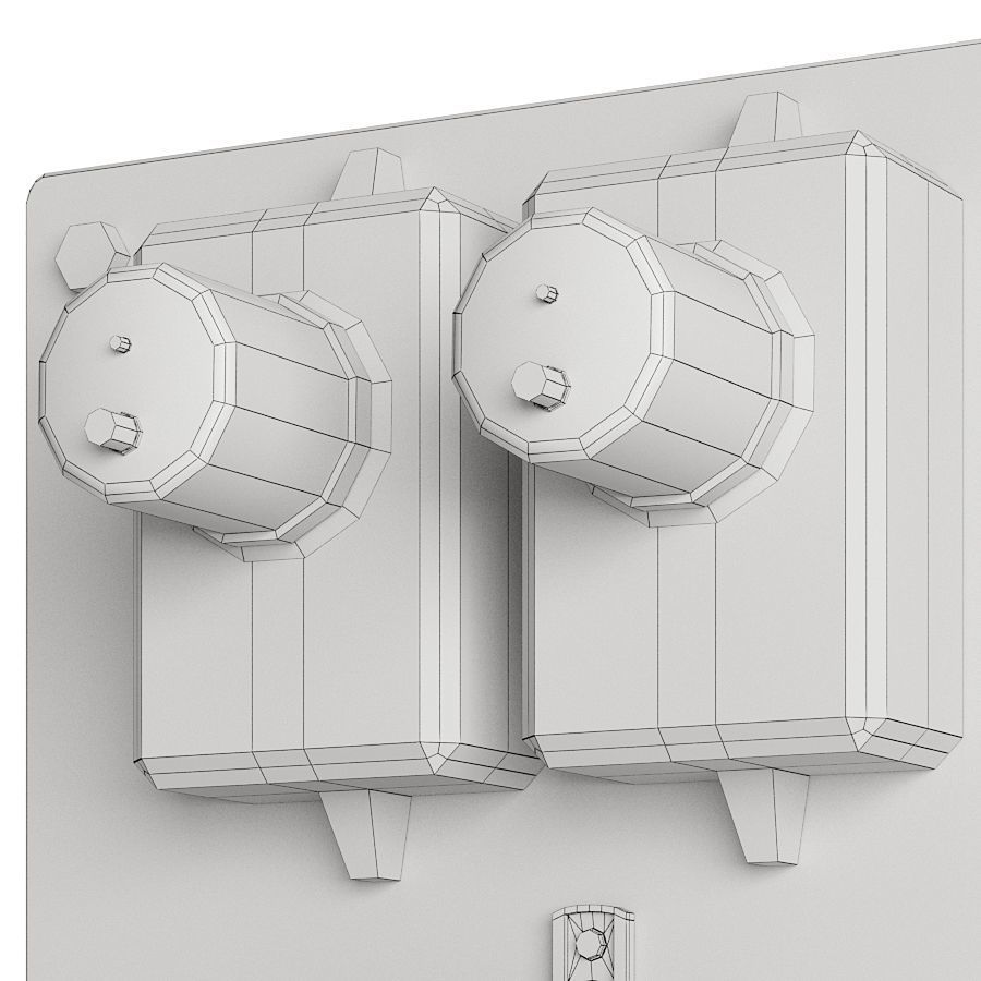 Vintage Russian Electrical Panel with Electricity Meter np1 Low-poly 3D model_4