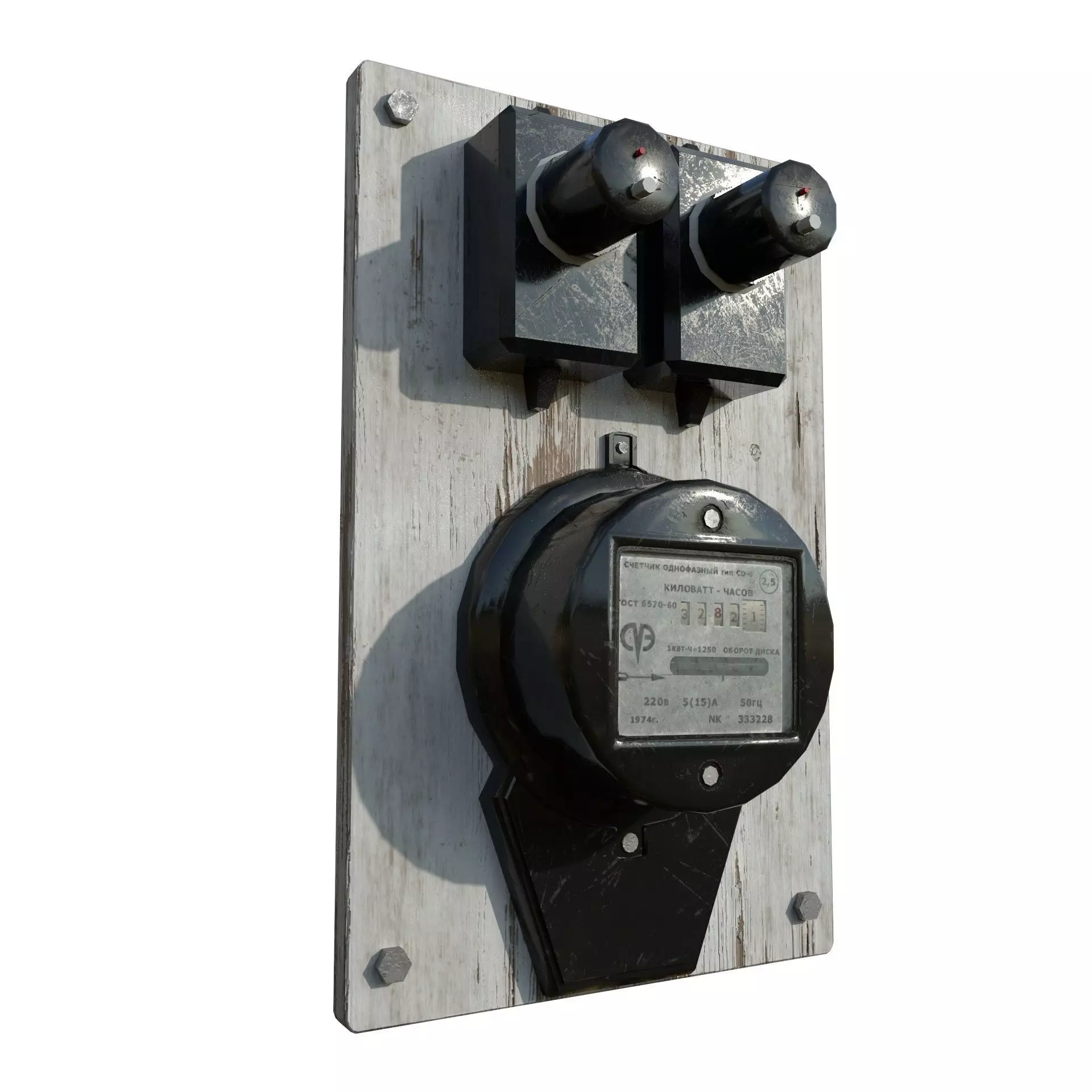 Vintage Russian Electrical Panel with Electricity Meter np1 Low-poly 3D model_0