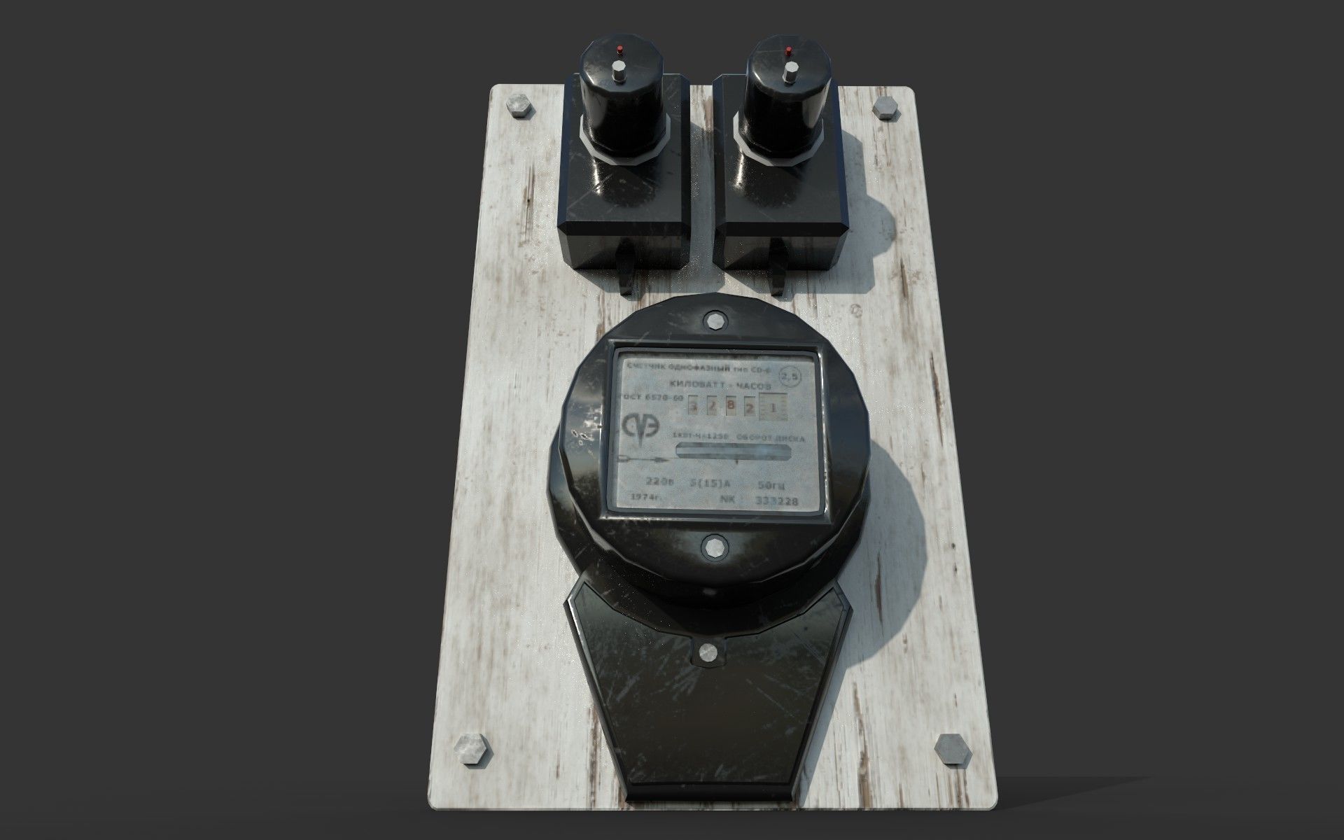 Vintage Russian Electrical Panel with Electricity Meter np1 Low-poly 3D model_9