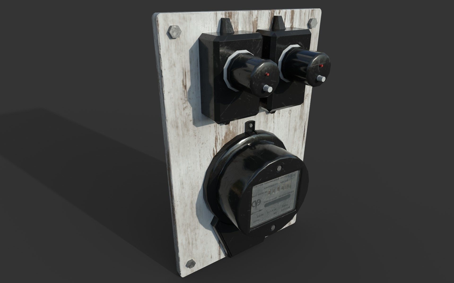 Vintage Russian Electrical Panel with Electricity Meter np1 Low-poly 3D model_8
