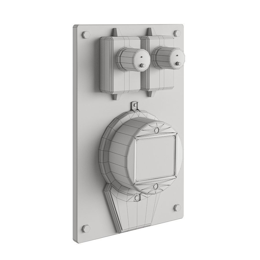 Vintage Russian Electrical Panel with Electricity Meter np1 Low-poly 3D model_13