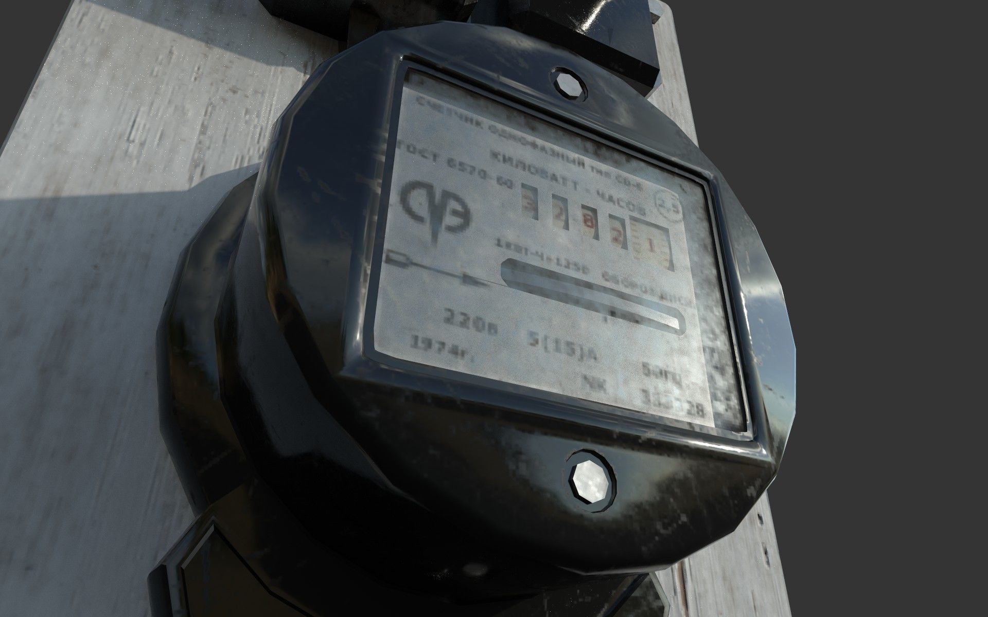 Vintage Russian Electrical Panel with Electricity Meter np1 Low-poly 3D model_10