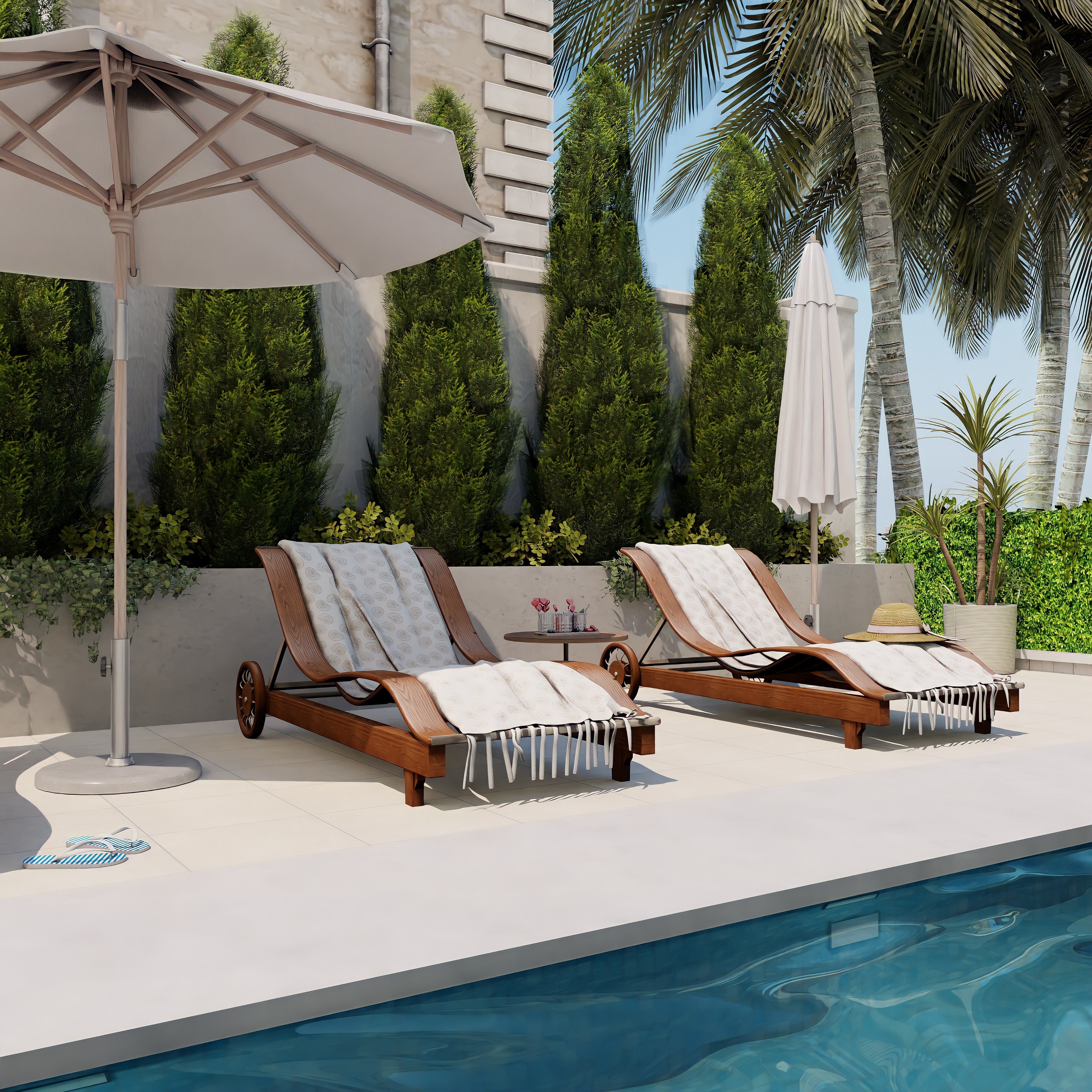 Mediterranean House With Pool Blender Scene 3D model_4