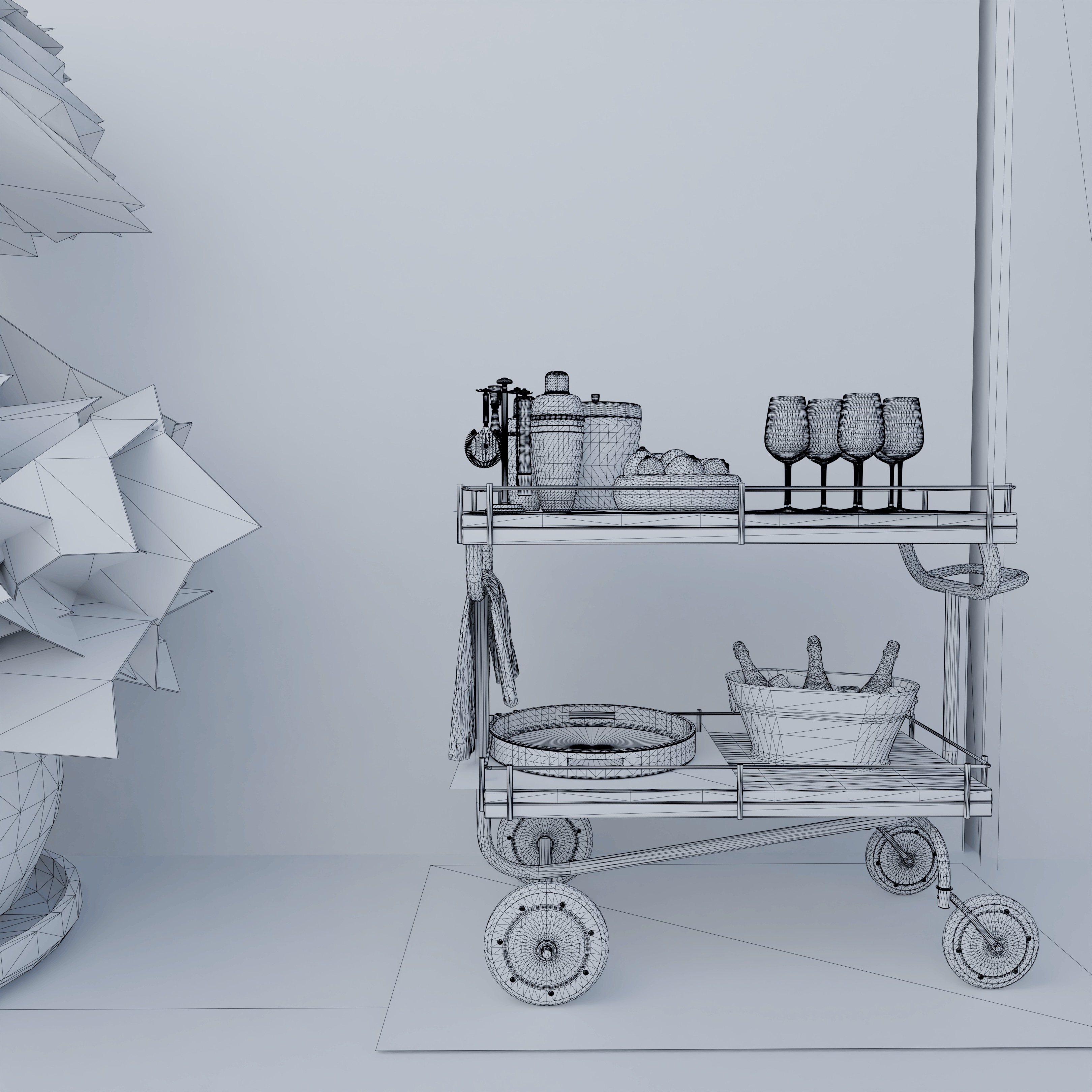 Mediterranean House With Pool Blender Scene 3D model_9