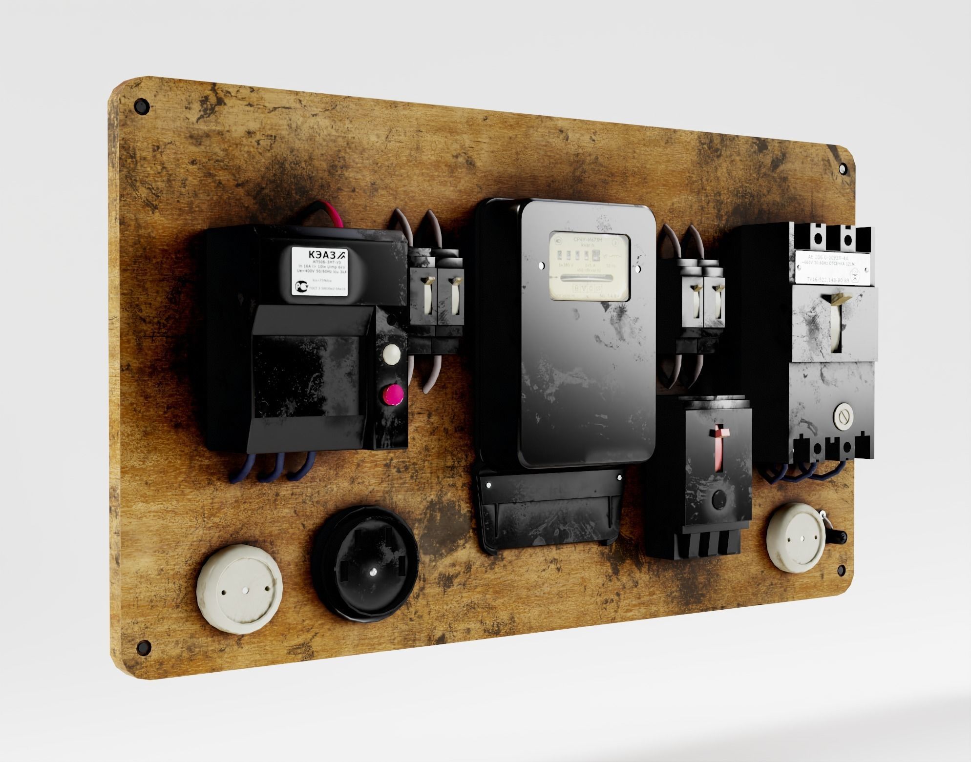 Vintage Electrical Panel with Electricity Meter collection np1 _1