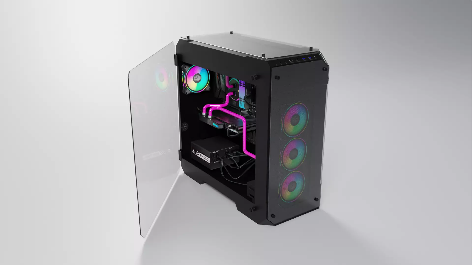 Thermaltake View 71 PC case with components Low-poly 3D model_0
