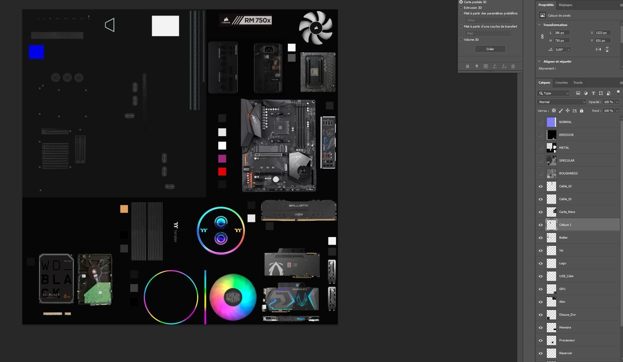 Thermaltake View 71 PC case with components Low-poly 3D model_8