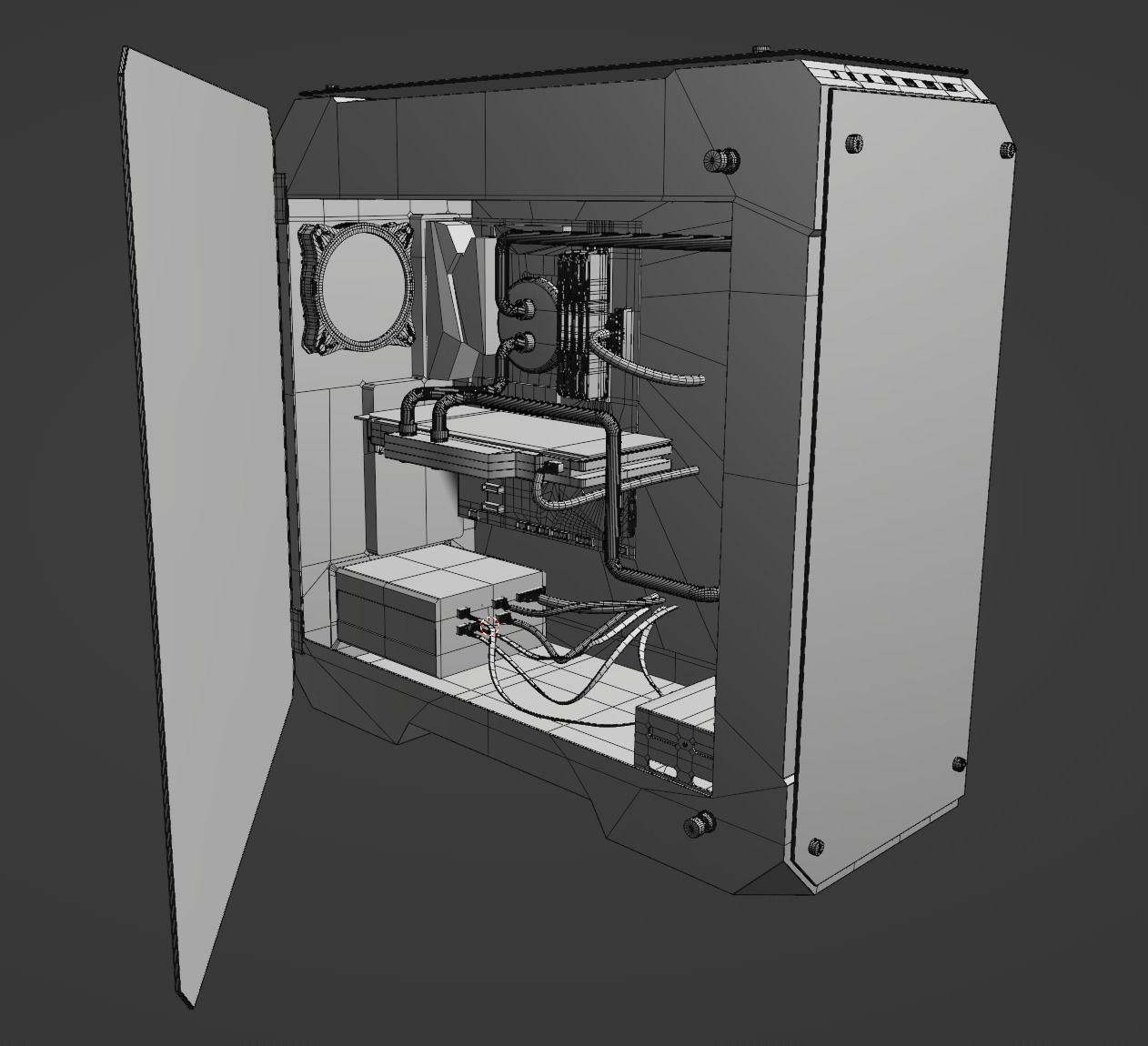 Thermaltake View 71 PC case with components Low-poly 3D model_5