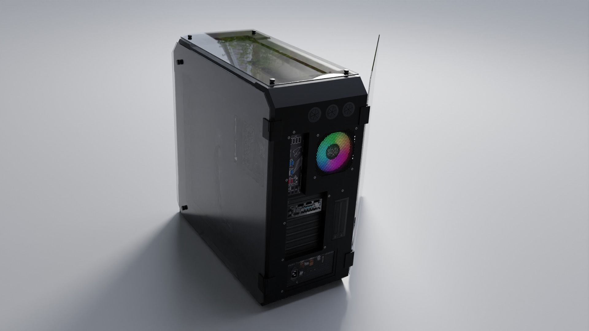 Thermaltake View 71 PC case with components Low-poly 3D model_3