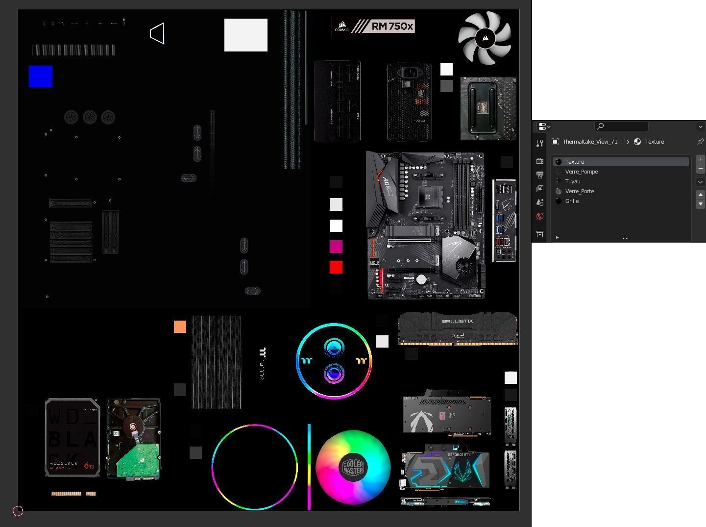 Thermaltake View 71 PC case with components Low-poly 3D model_7