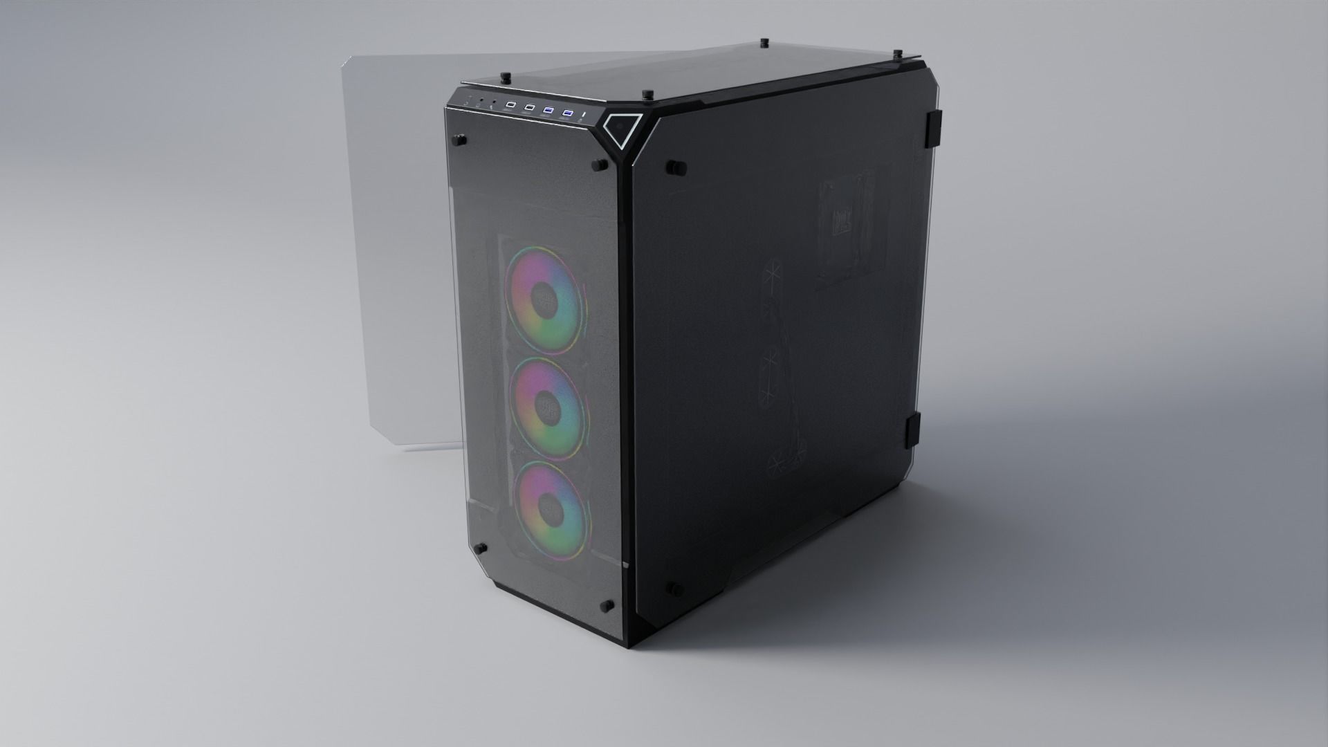 Thermaltake View 71 PC case with components Low-poly 3D model_1