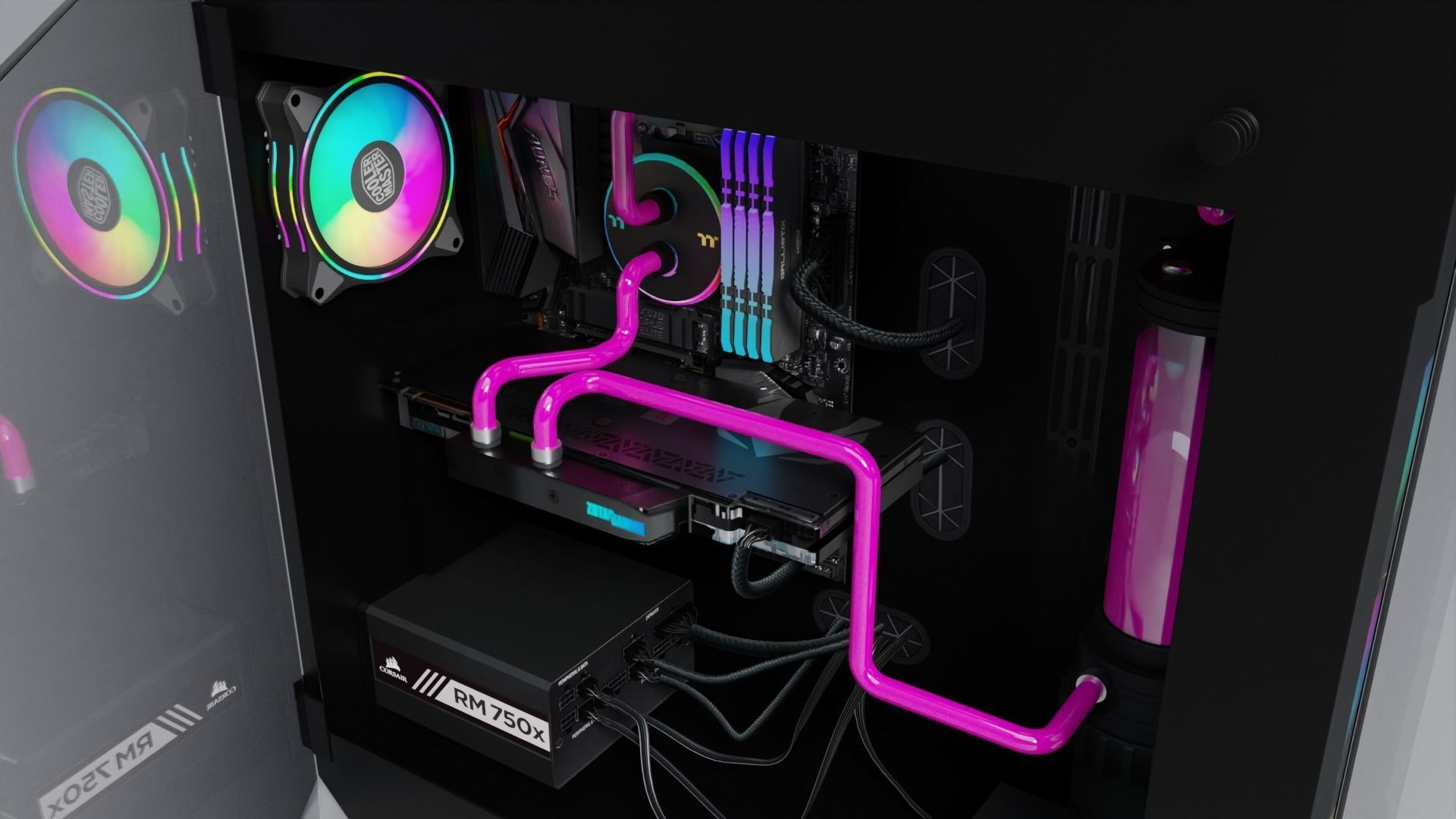 Thermaltake View 71 PC case with components Low-poly 3D model_4