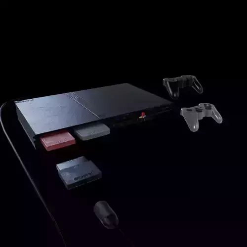 Sony Playstation 2 PS2 Low-poly 3D model