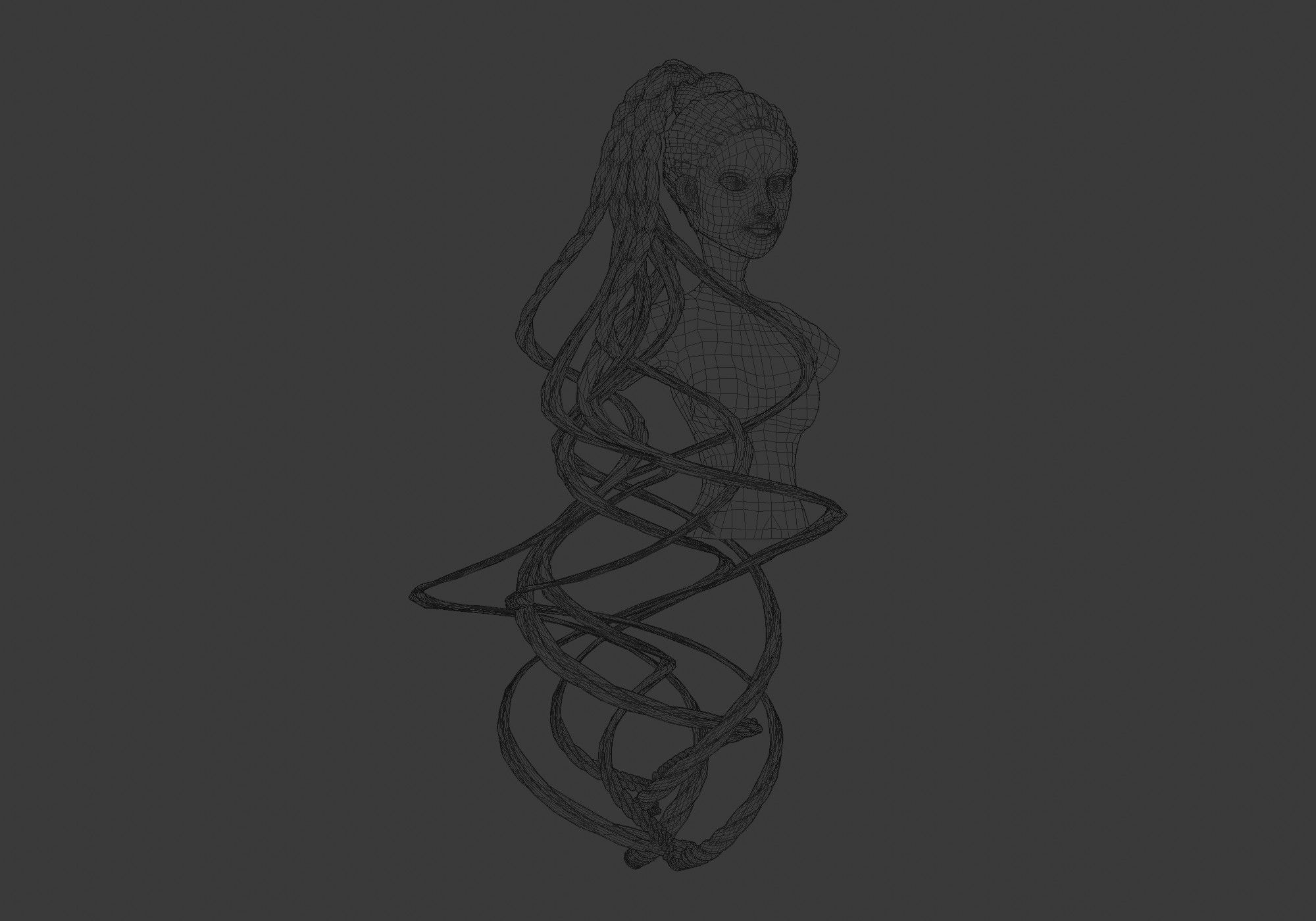 Wavy Braids Hair 3D model_6