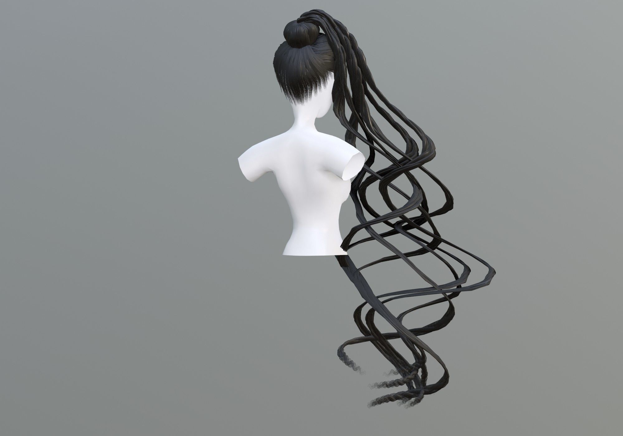 Wavy Braids Hair 3D model_3