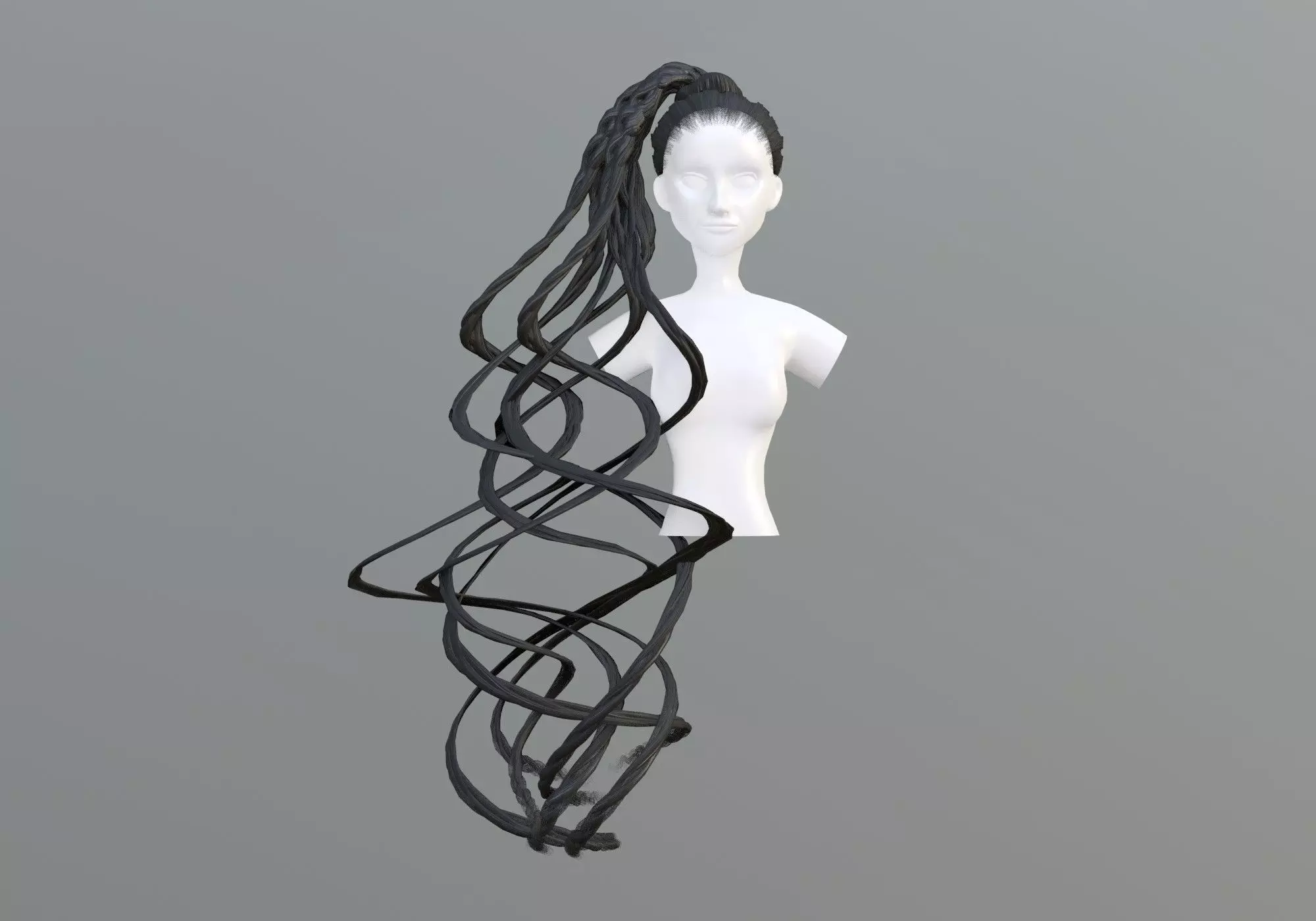 Wavy Braids Hair 3D model_0