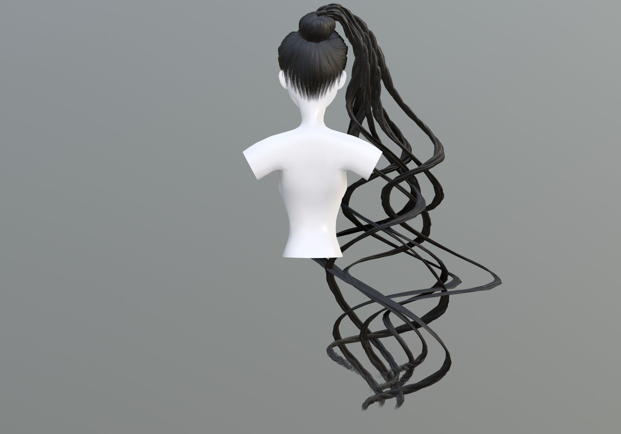 Wavy Braids Hair 3D model_4