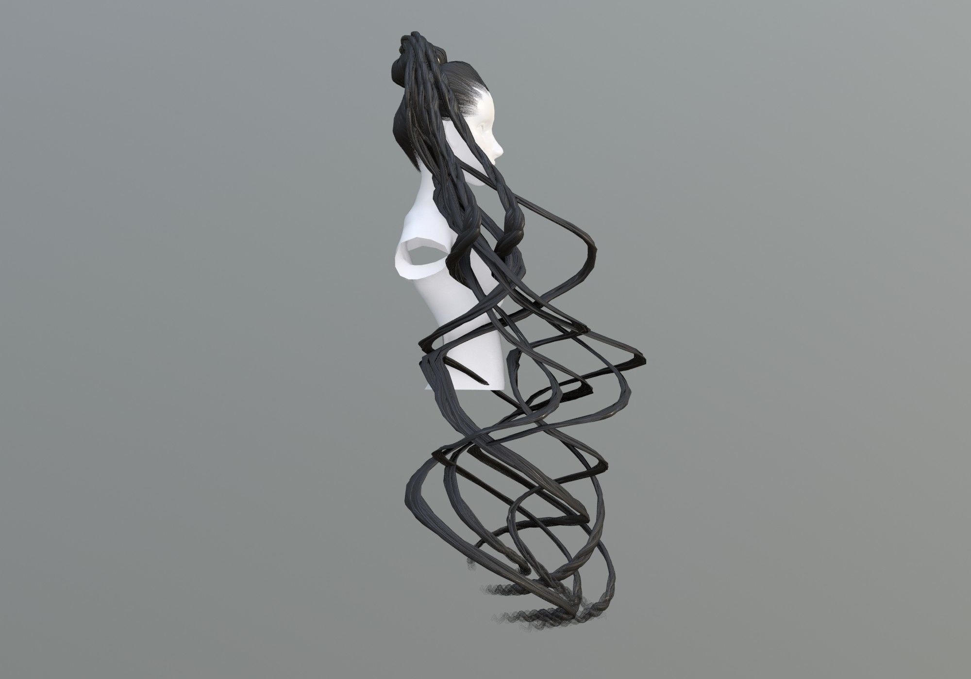 Wavy Braids Hair 3D model_2