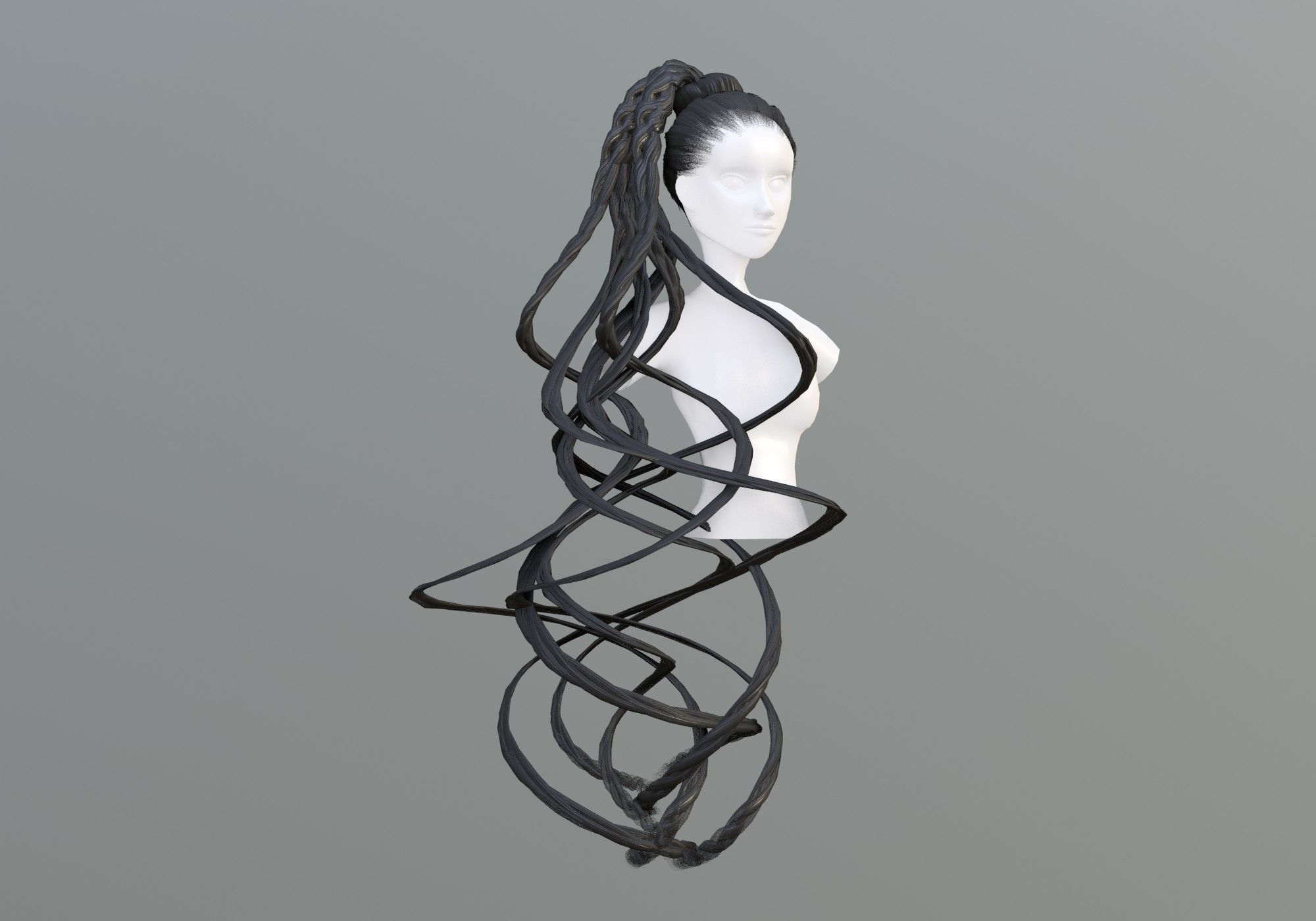Wavy Braids Hair 3D model_1