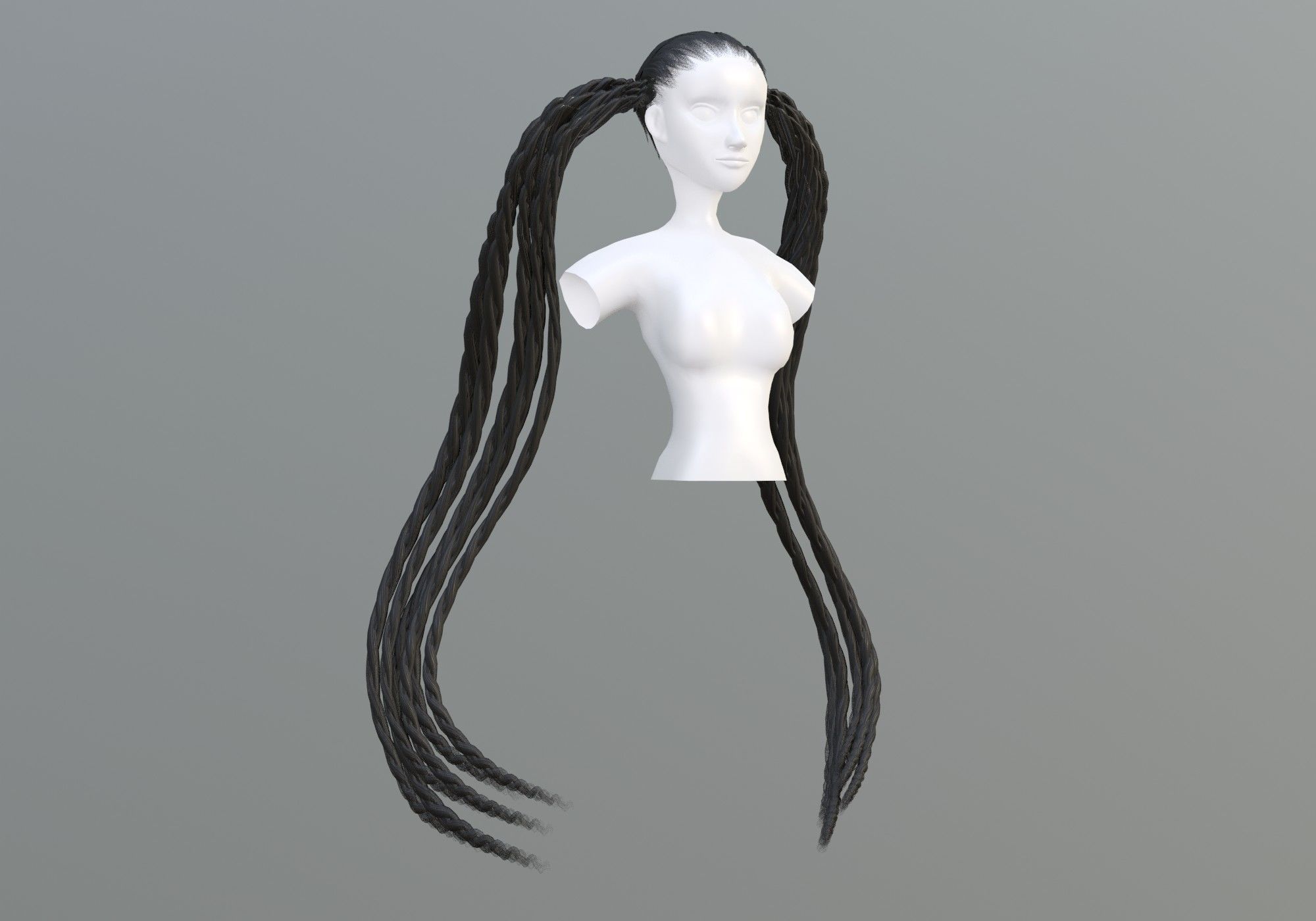 Two Braids Hair 3D model_1