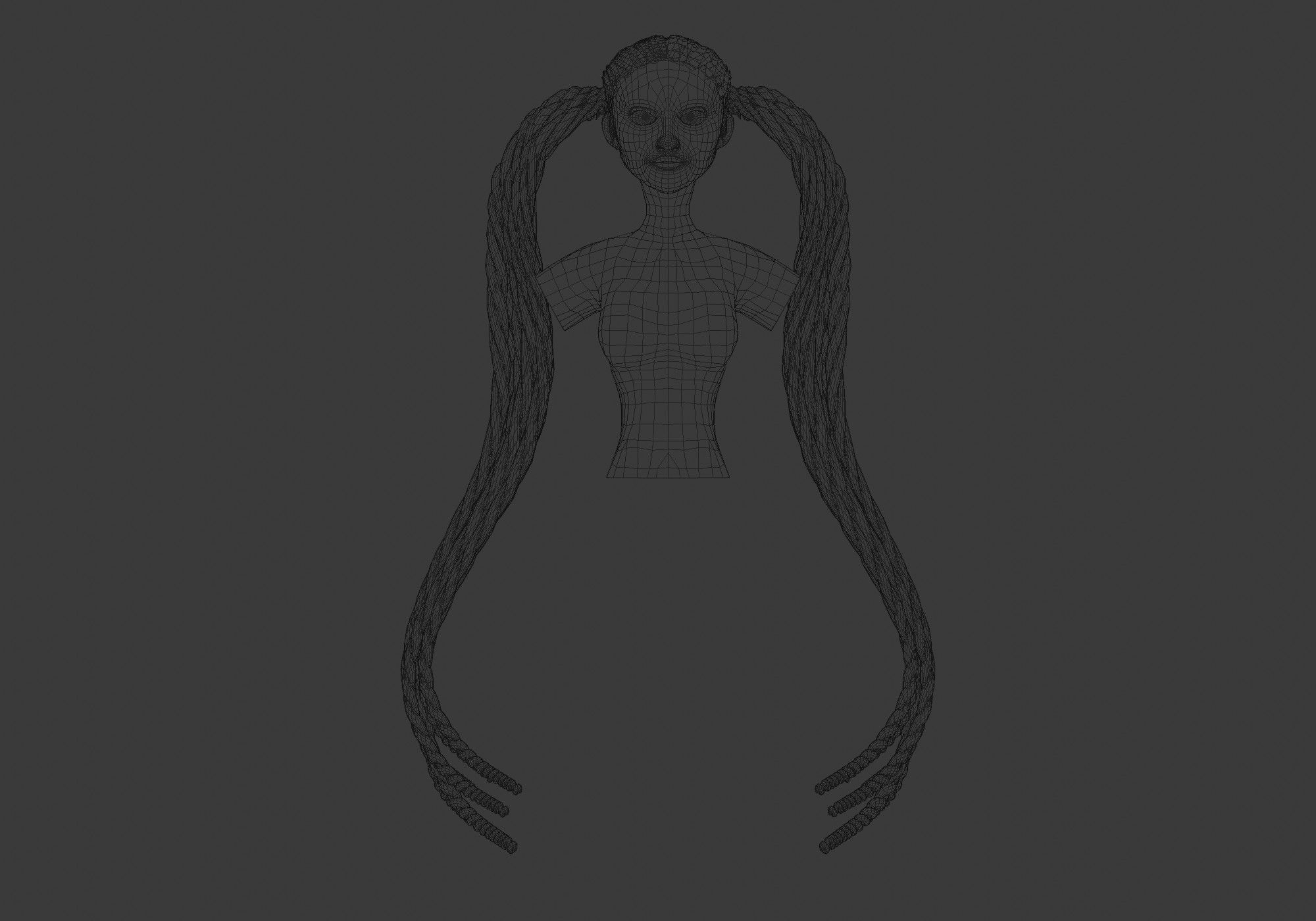 Two Braids Hair 3D model_5