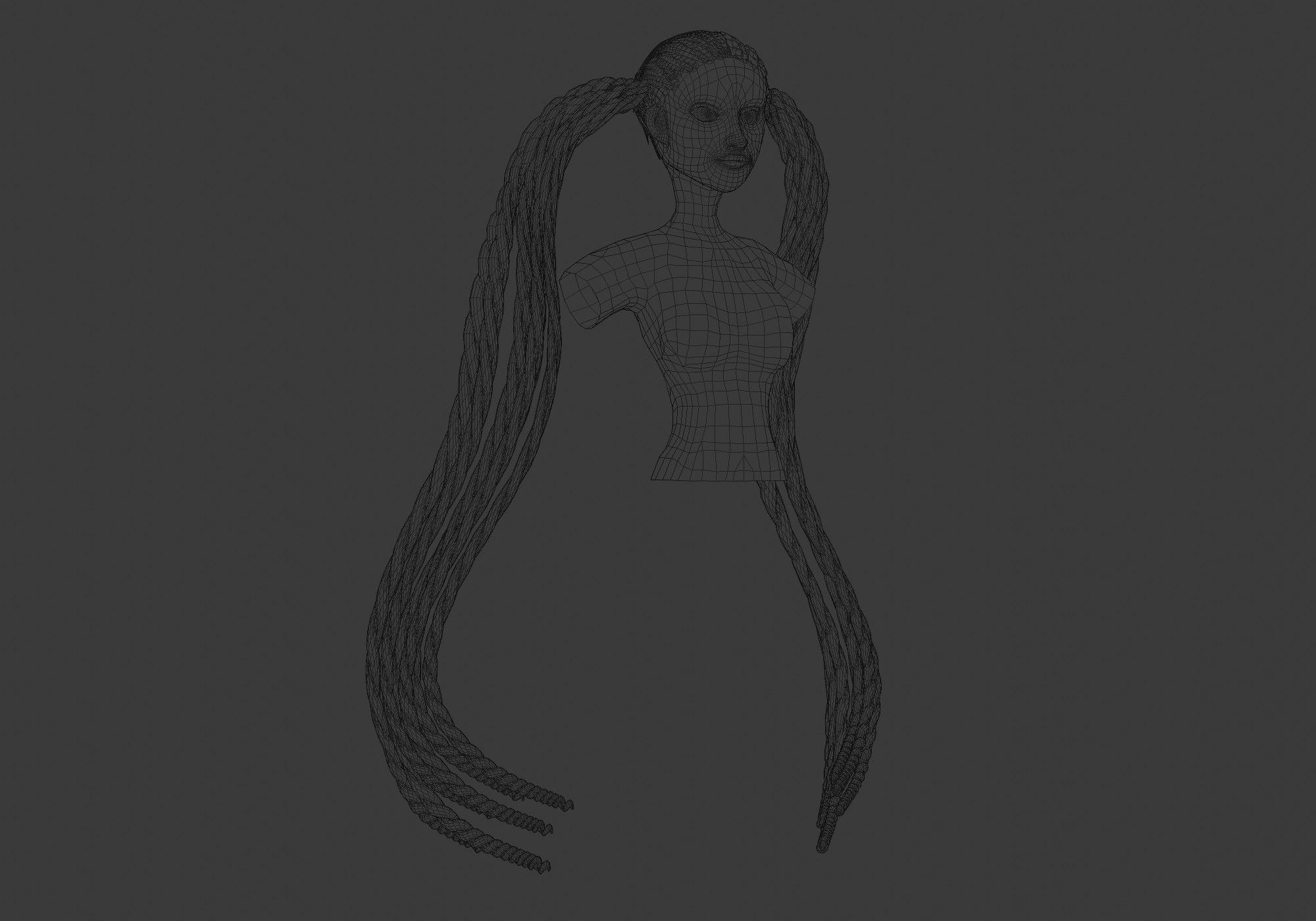 Two Braids Hair 3D model_6