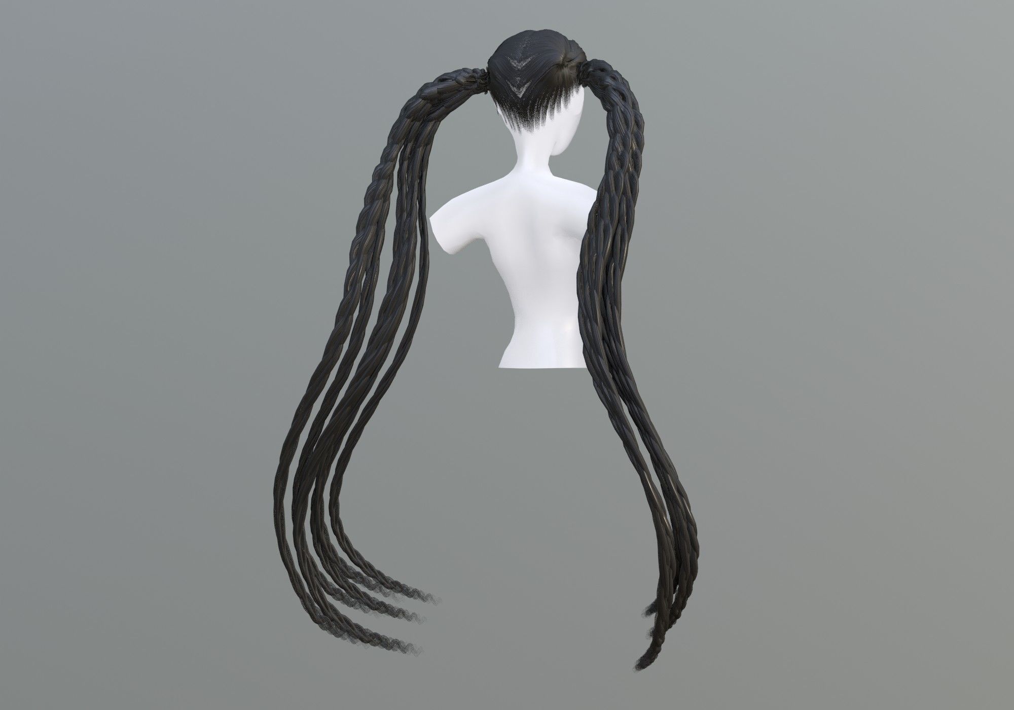 Two Braids Hair 3D model_3