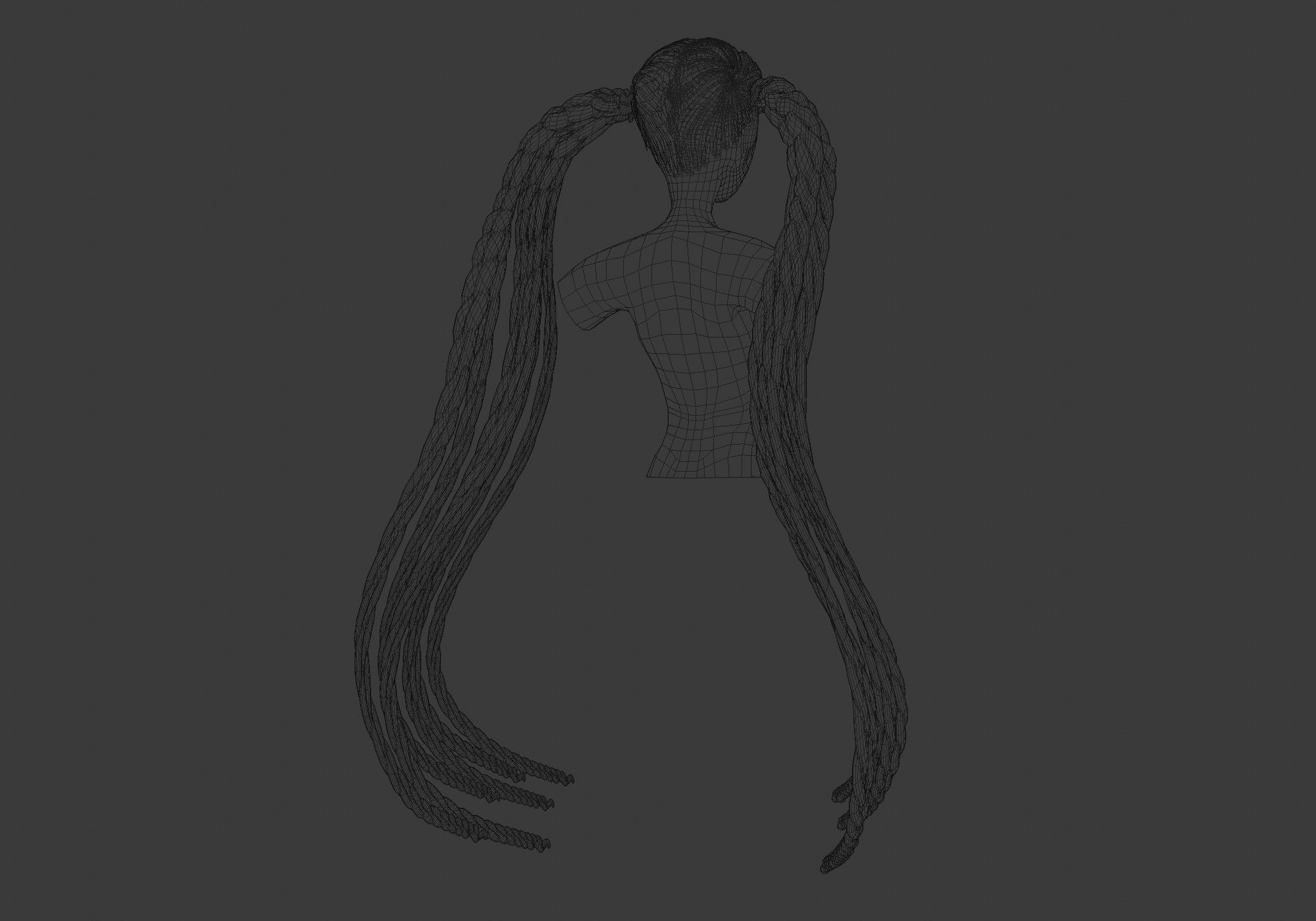 Two Braids Hair 3D model_8