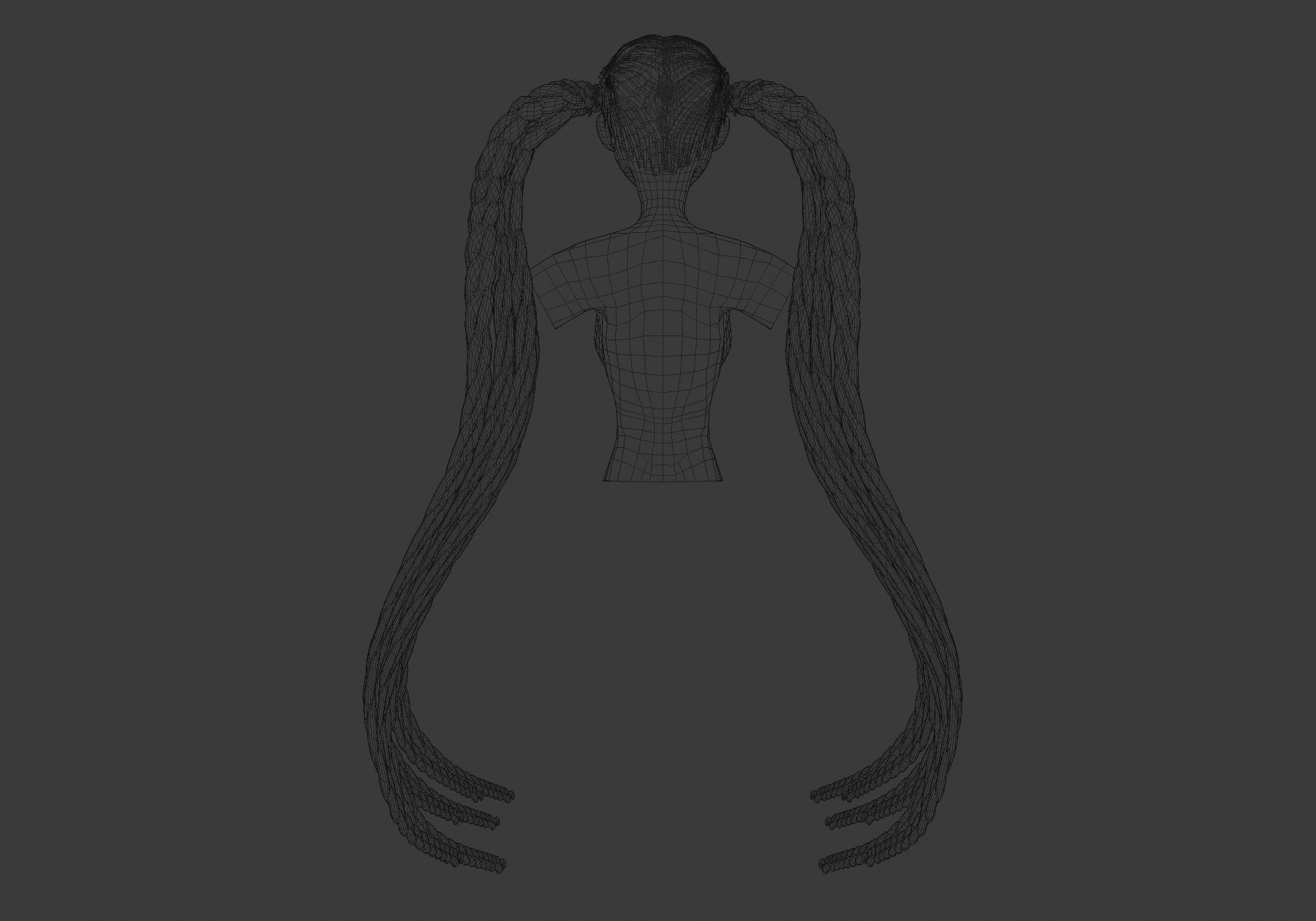 Two Braids Hair 3D model_9