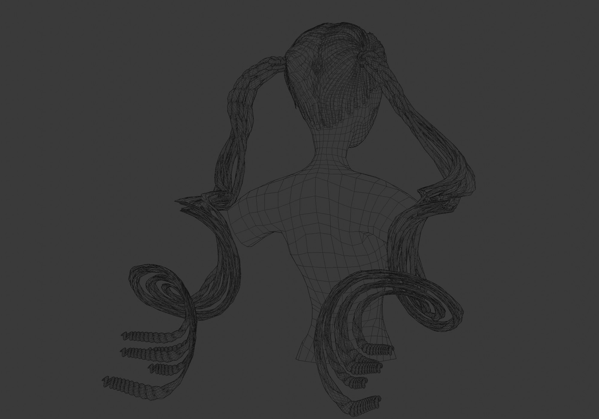 Swirled Female Hair  3D model_8