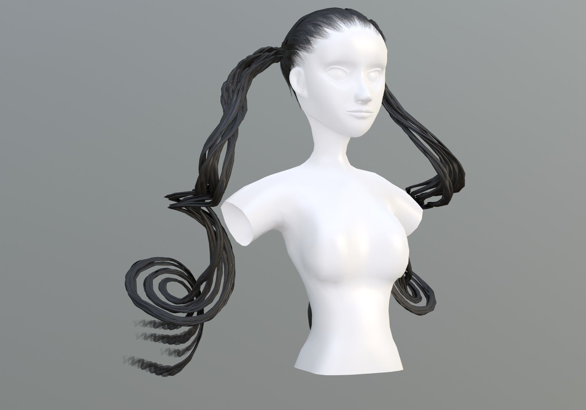 Swirled Female Hair  3D model_1