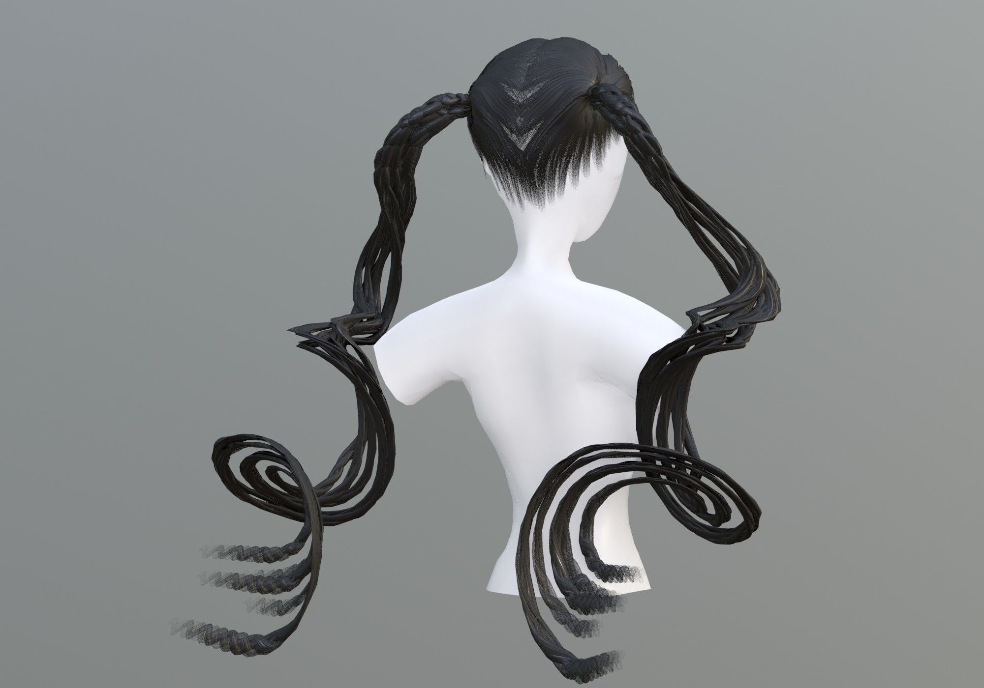 Swirled Female Hair  3D model_3