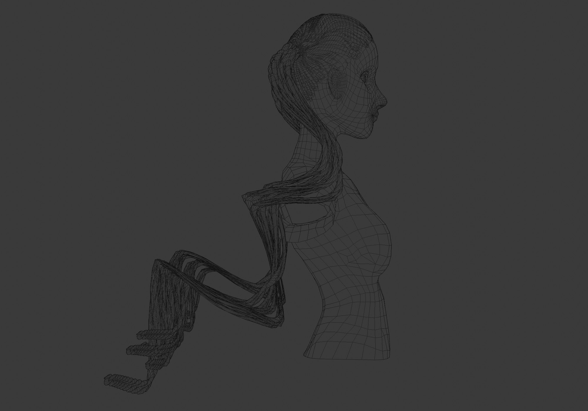 Swirled Female Hair  3D model_7