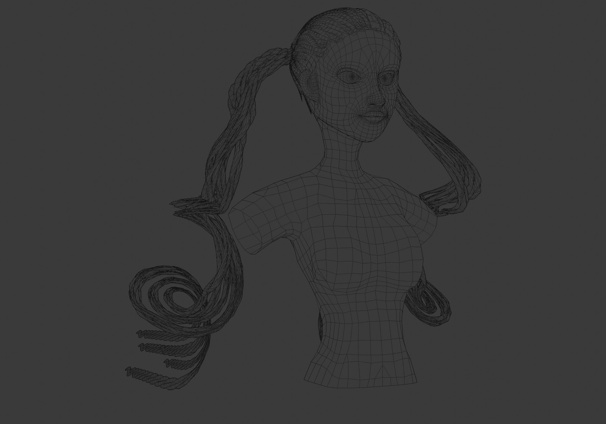 Swirled Female Hair  3D model_6