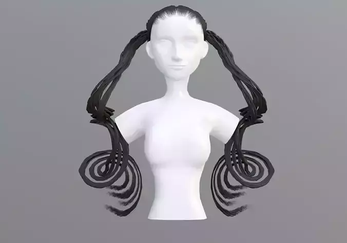 Swirled Female Hair  3D model
