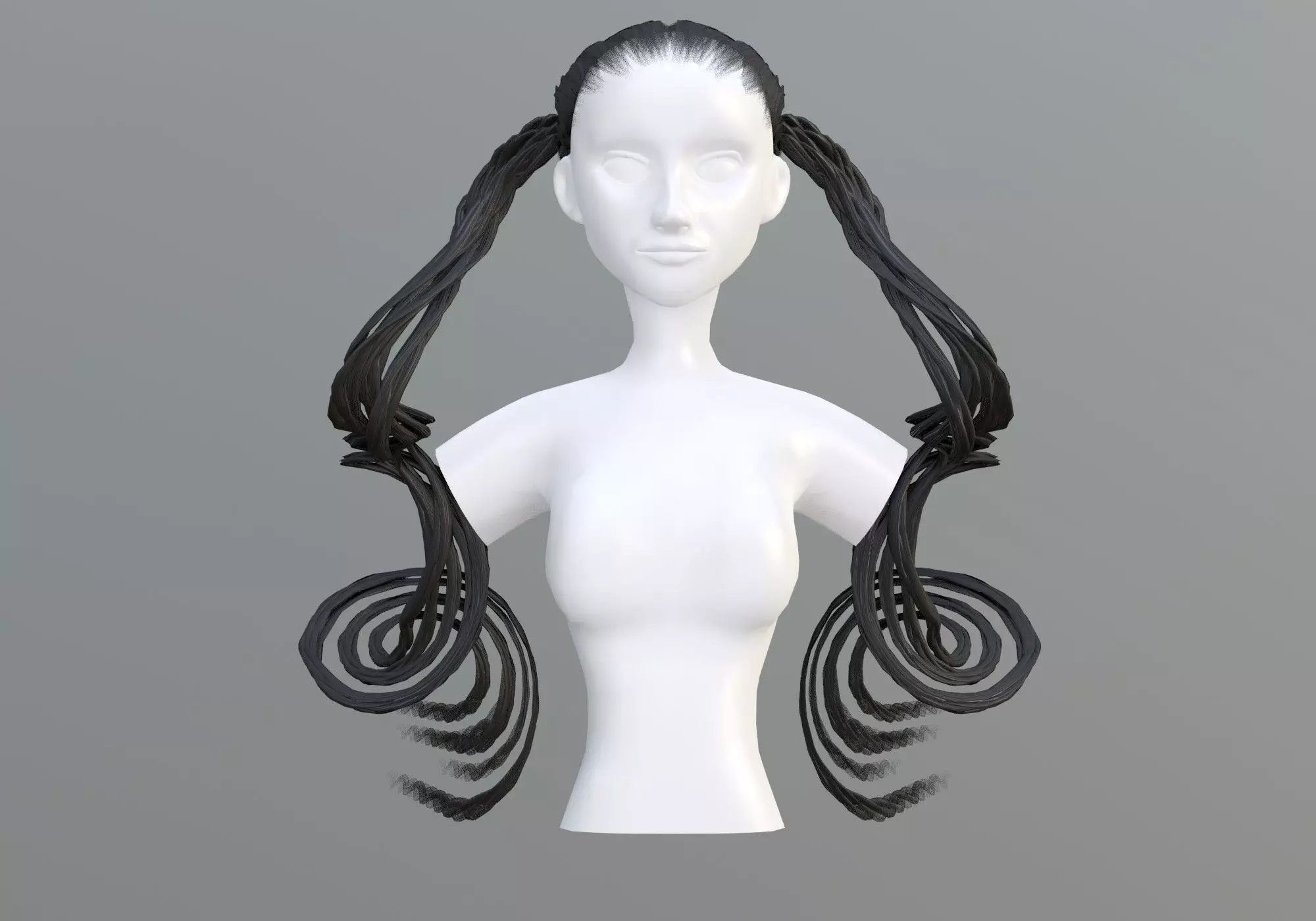 Swirled Female Hair  3D model_0