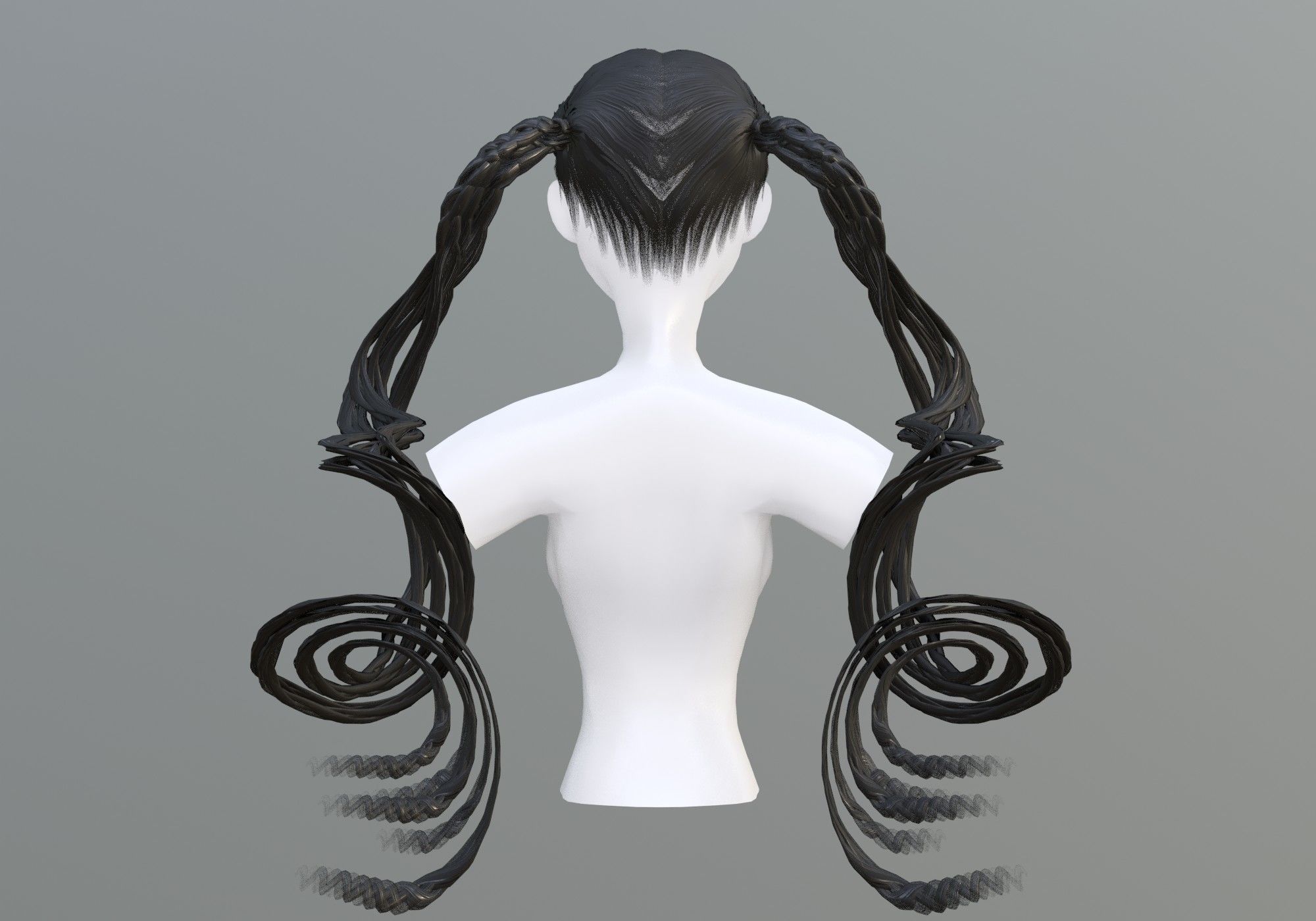 Swirled Female Hair  3D model_4