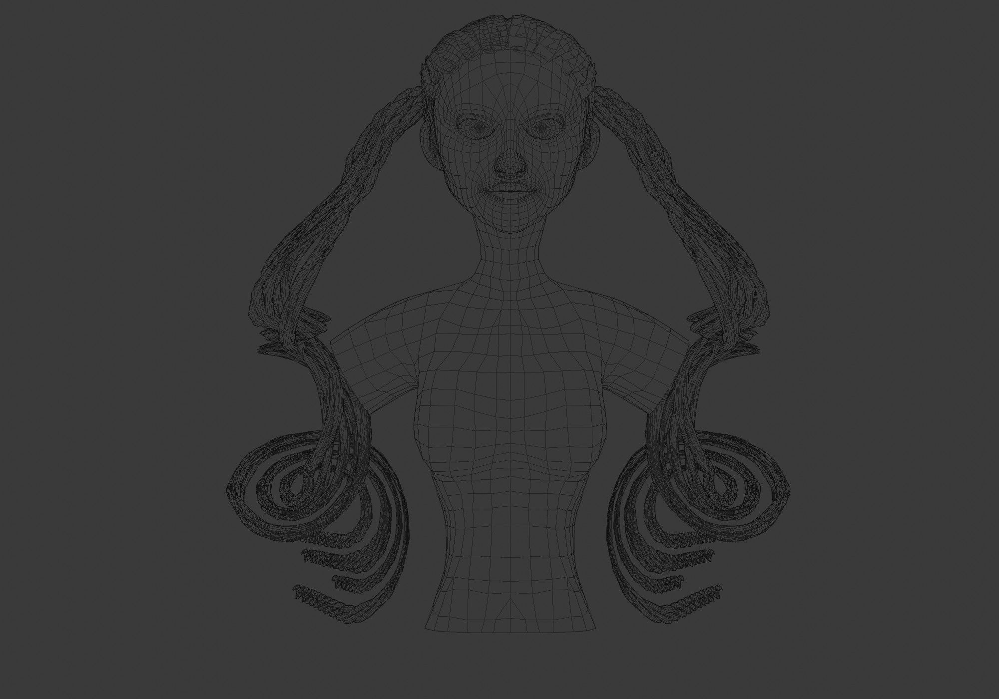 Swirled Female Hair  3D model_5