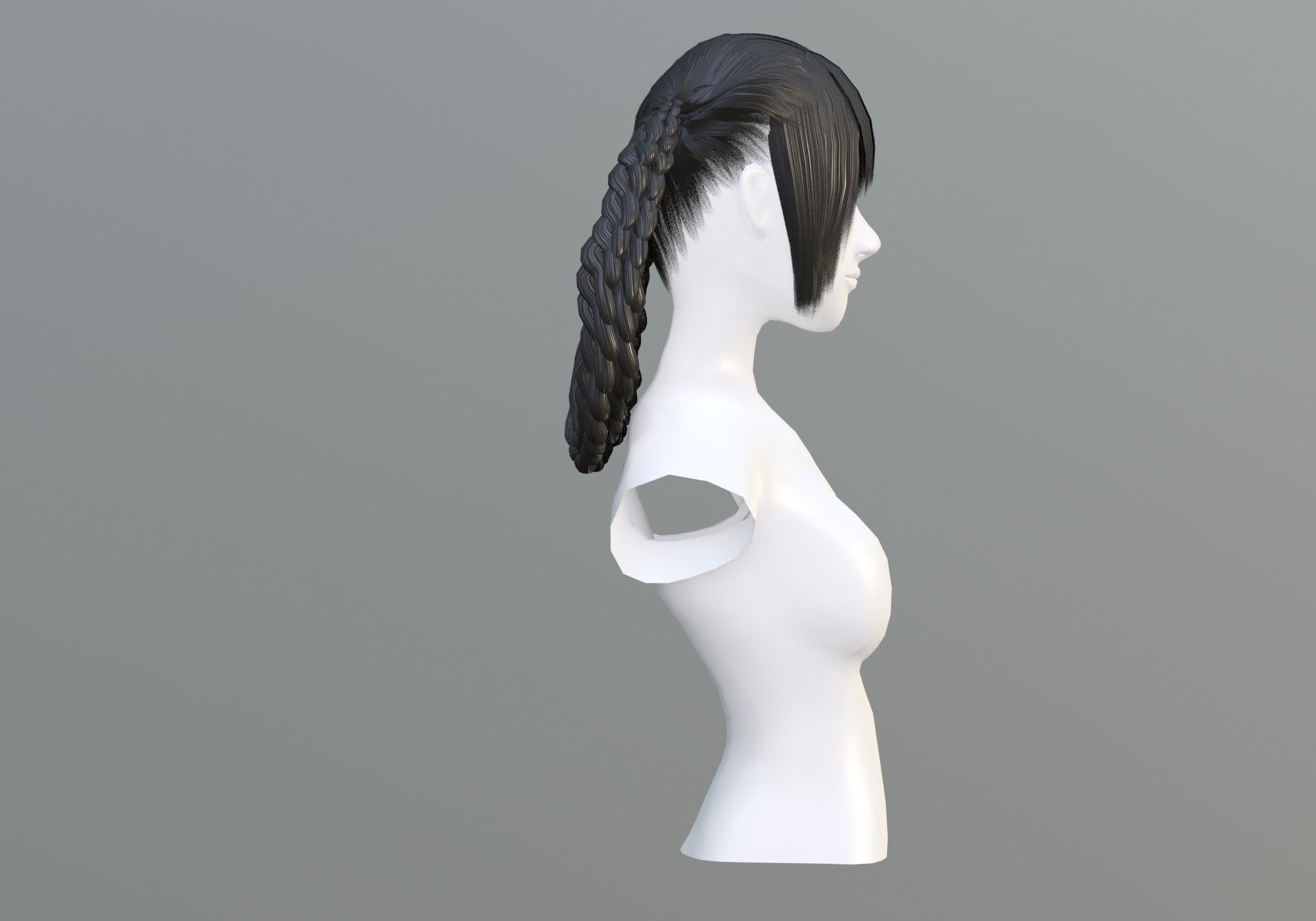 Stylized Bangs Hair  3D model_2