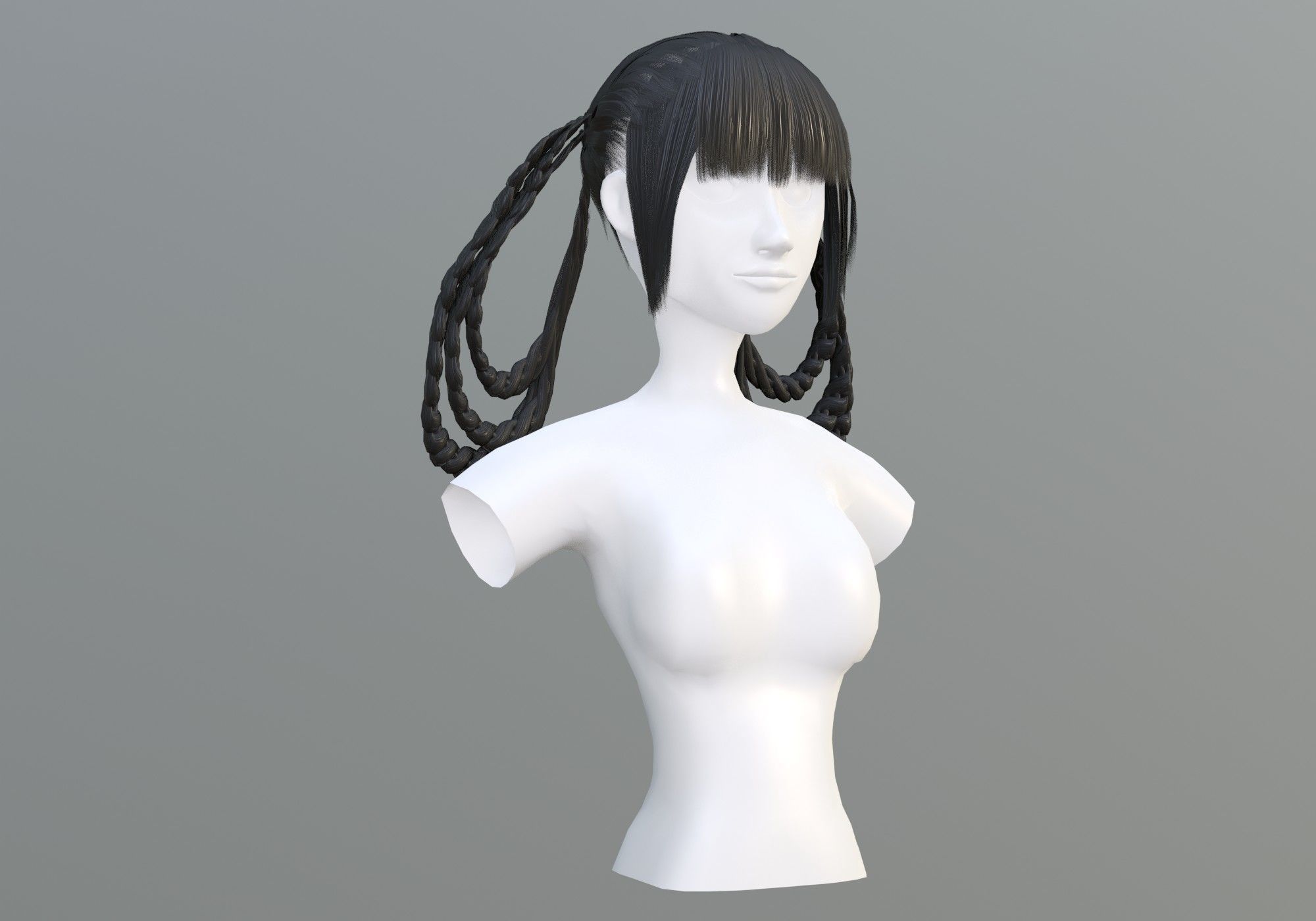 Stylized Bangs Hair  3D model_1