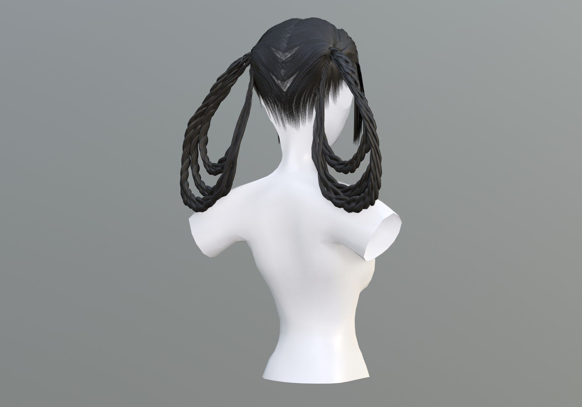Stylized Bangs Hair  3D model_3