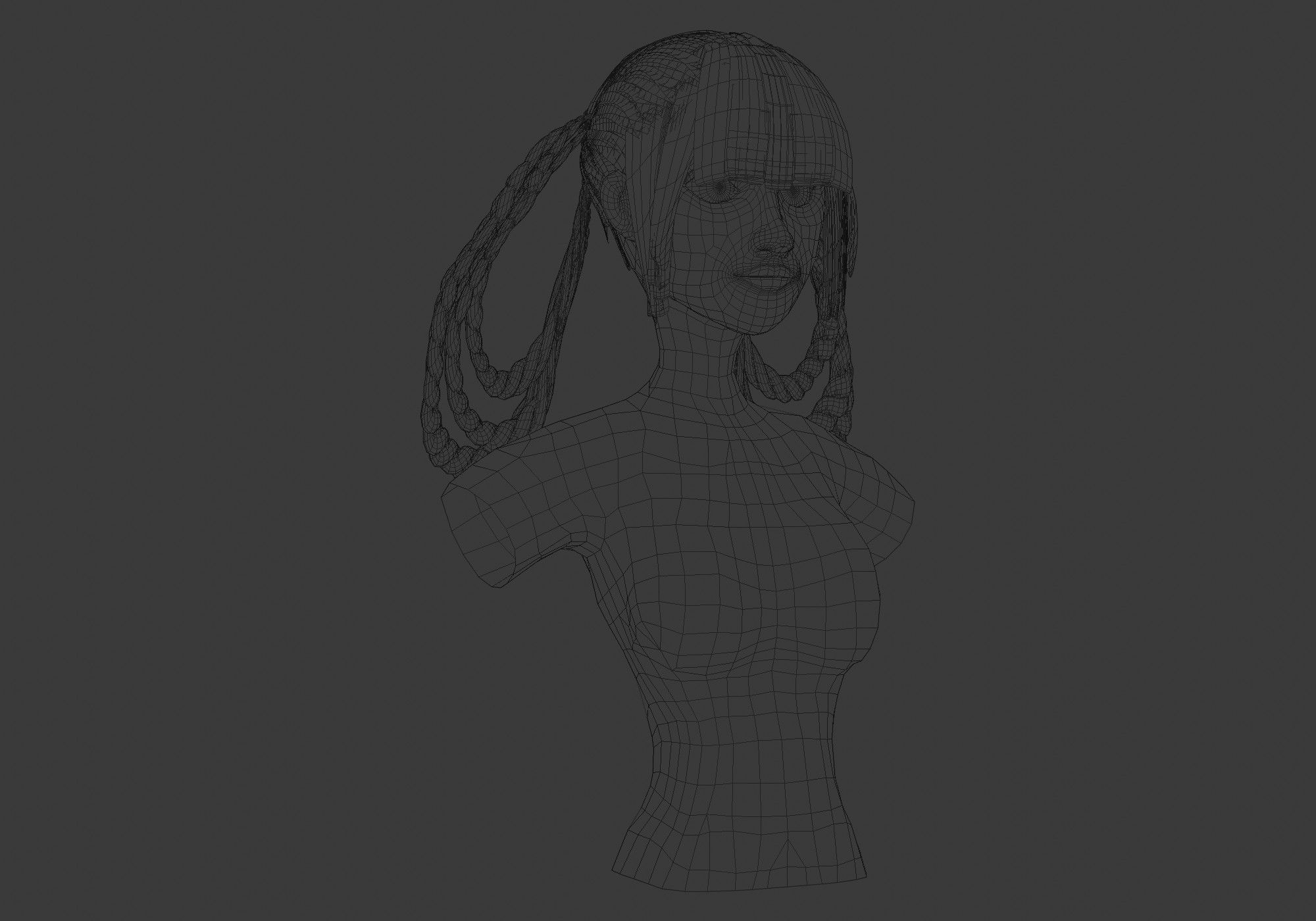 Stylized Bangs Hair  3D model_6