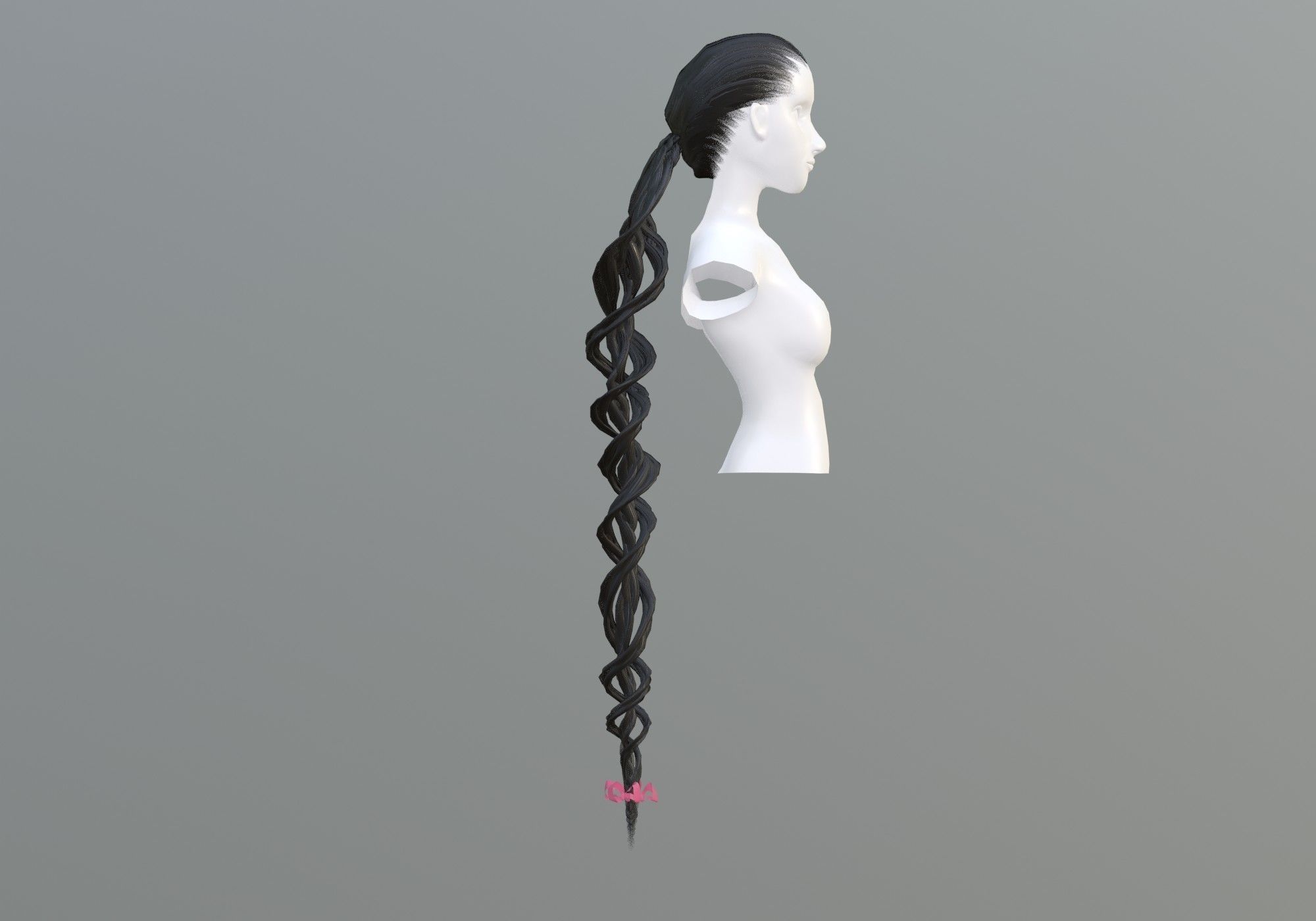 Ponytail Long Hairstyle 3D model_3