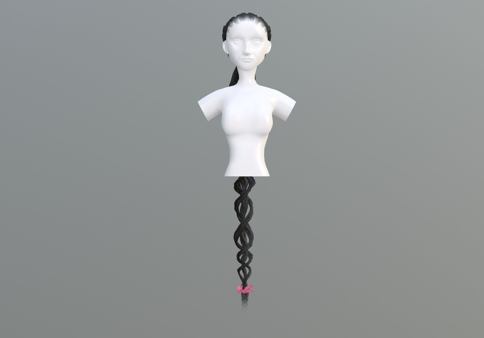 Ponytail Long Hairstyle 3D model_2