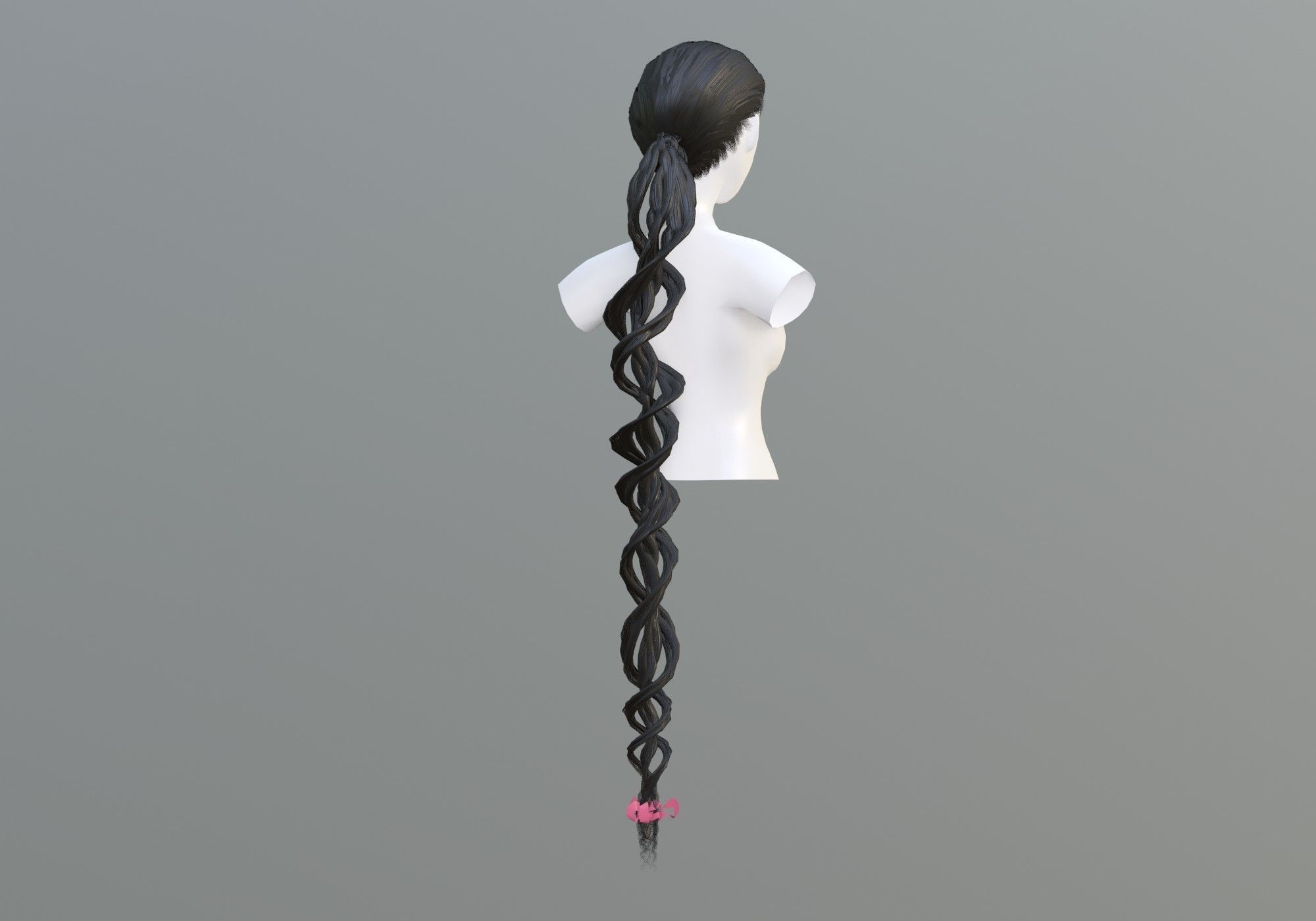 Ponytail Long Hairstyle 3D model_1